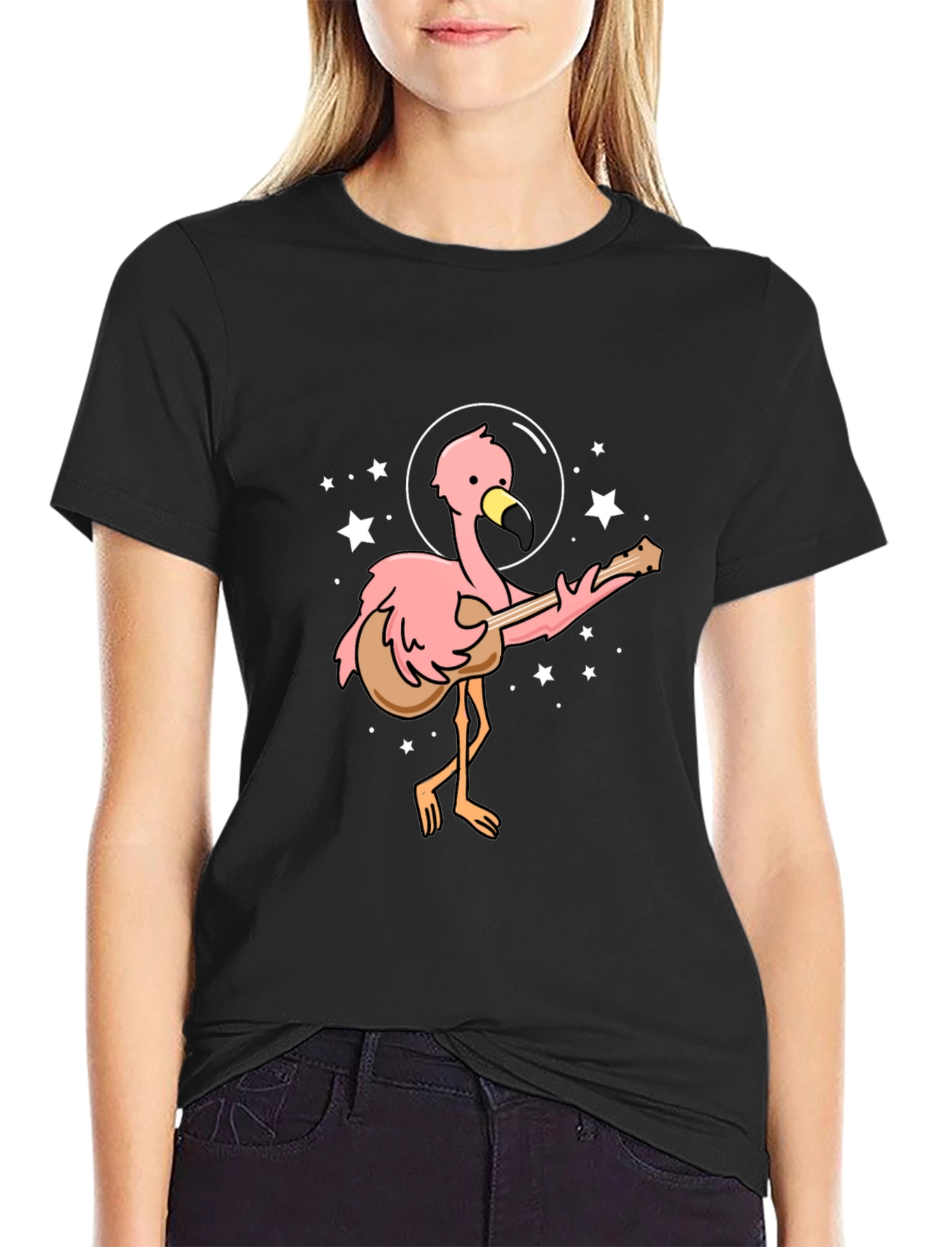 Flamingo Guitarist Black T-Shirt