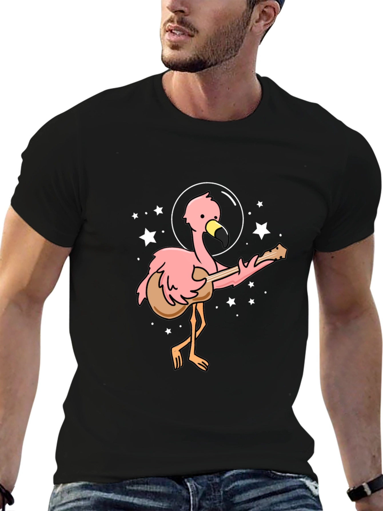 Flamingo Guitarist Black T-Shirt