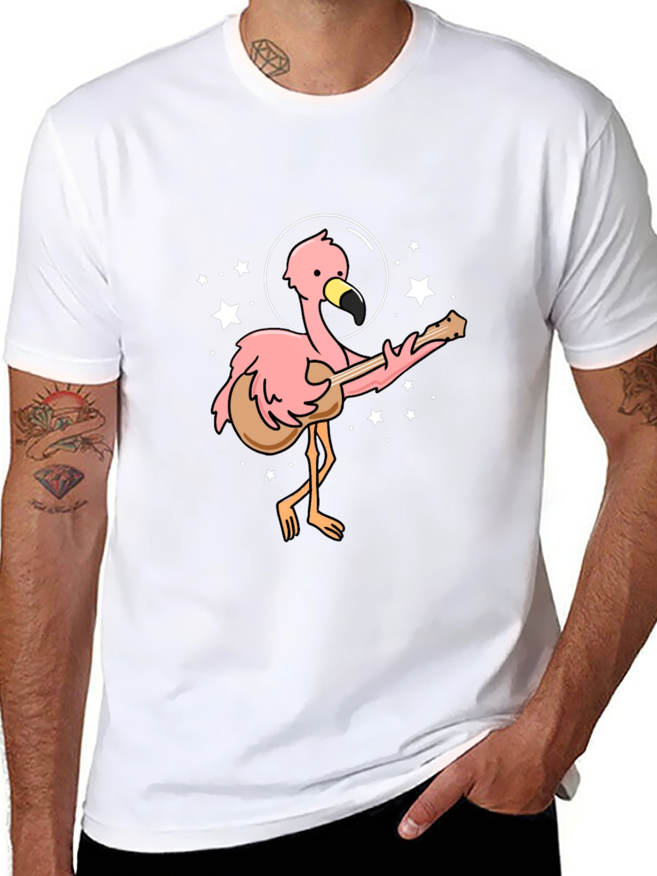 Flamingo Guitarist Black T-Shirt