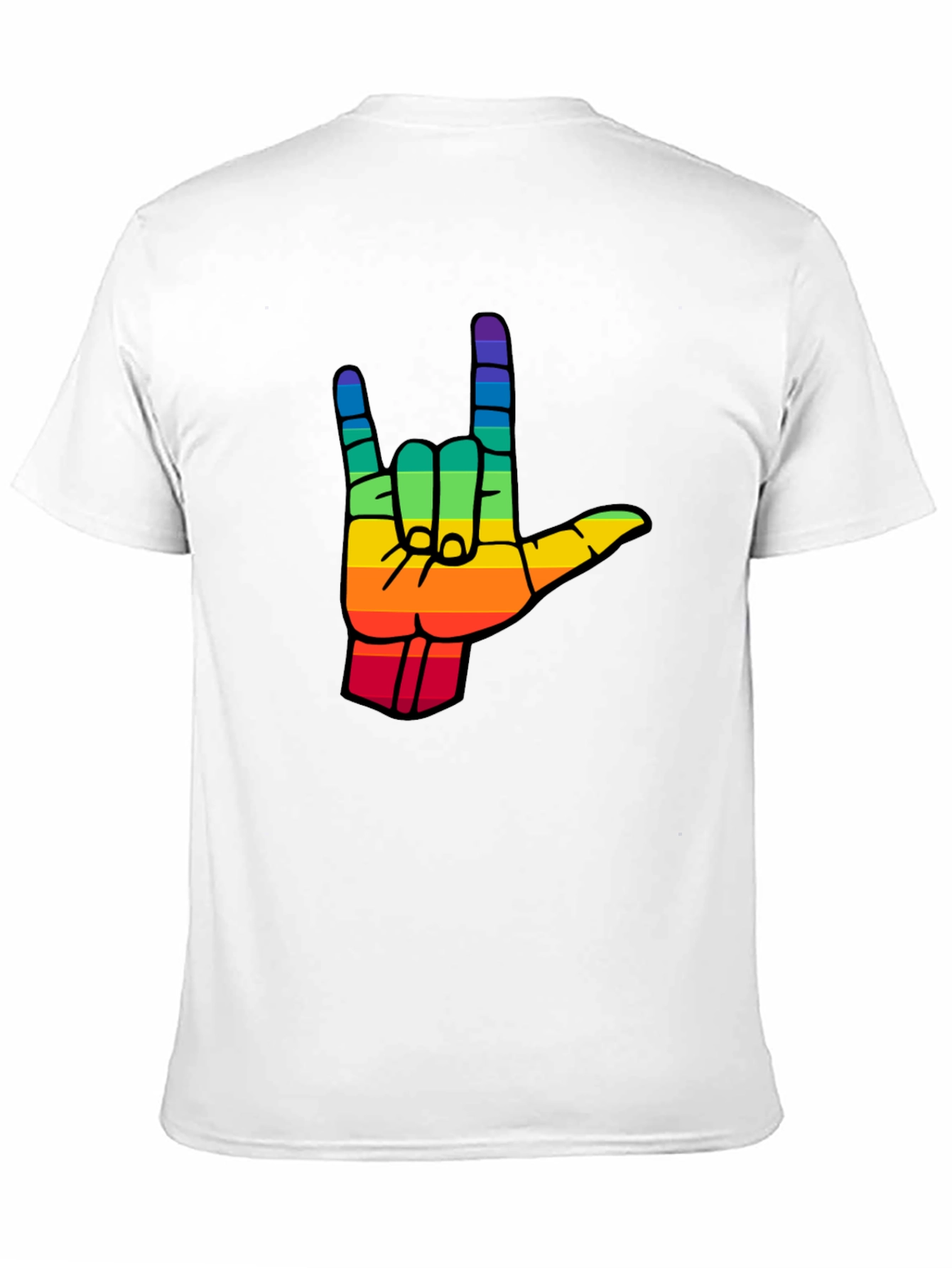 Rainbow I Love You Hand Sign Black T-Shirt