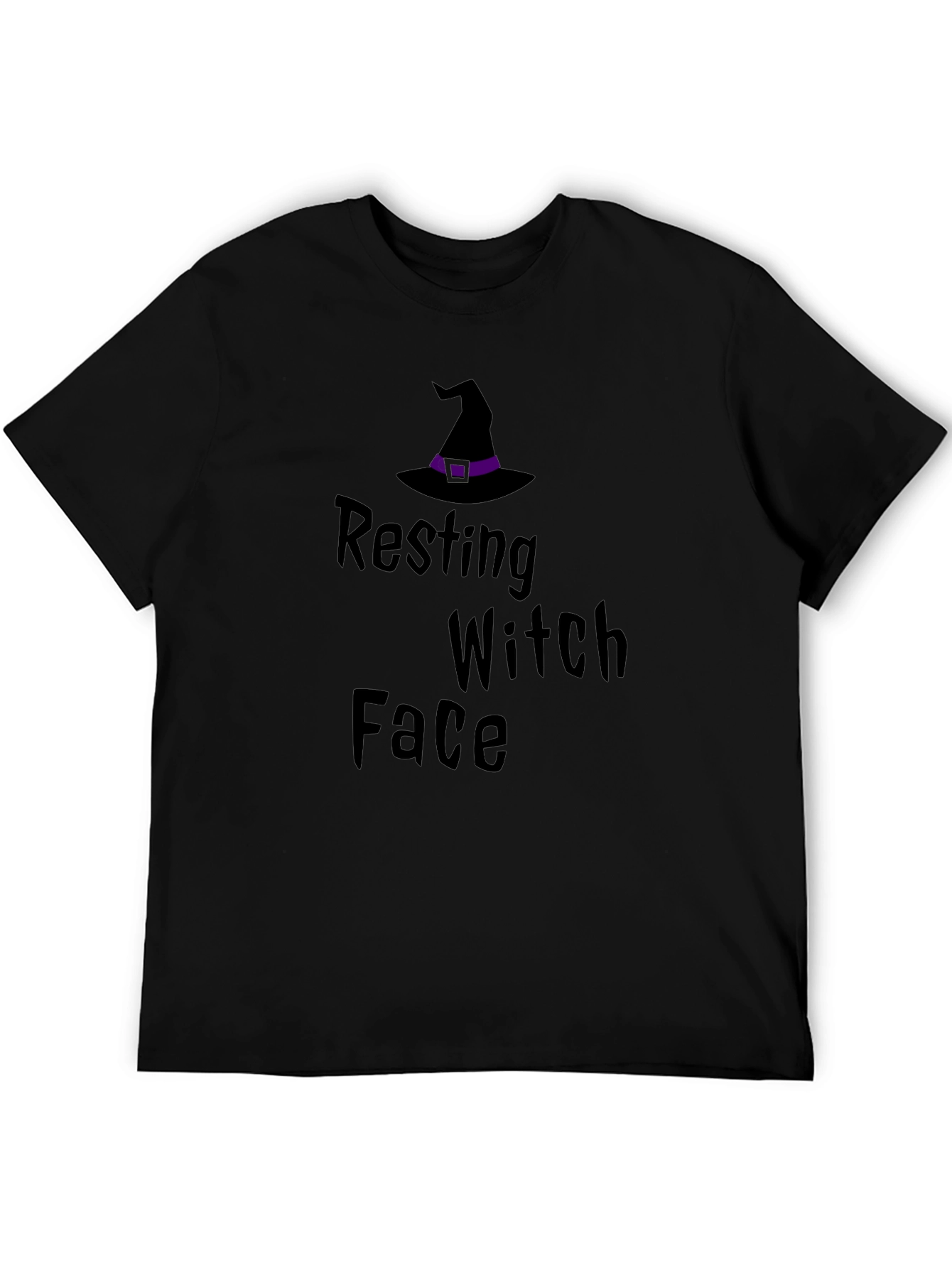 Resting Witch Face Black T-Shirt - Halloween Apparel