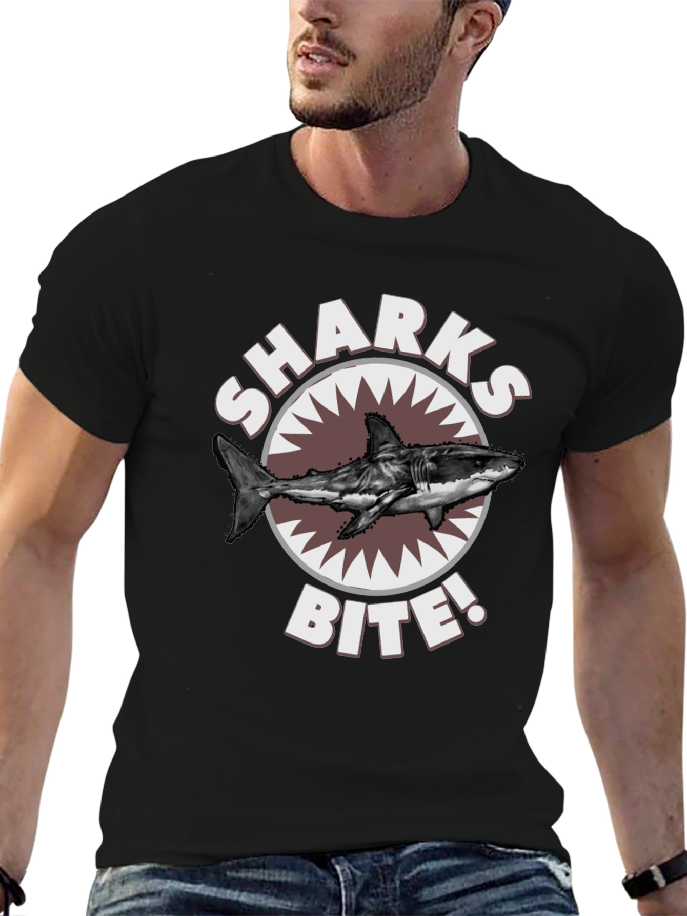 Sharks Bite T-Shirt - Great White Shark Graphic Tee