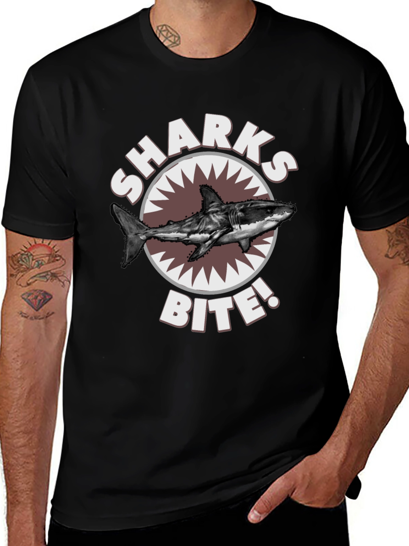 Sharks Bite T-Shirt - Great White Shark Graphic Tee
