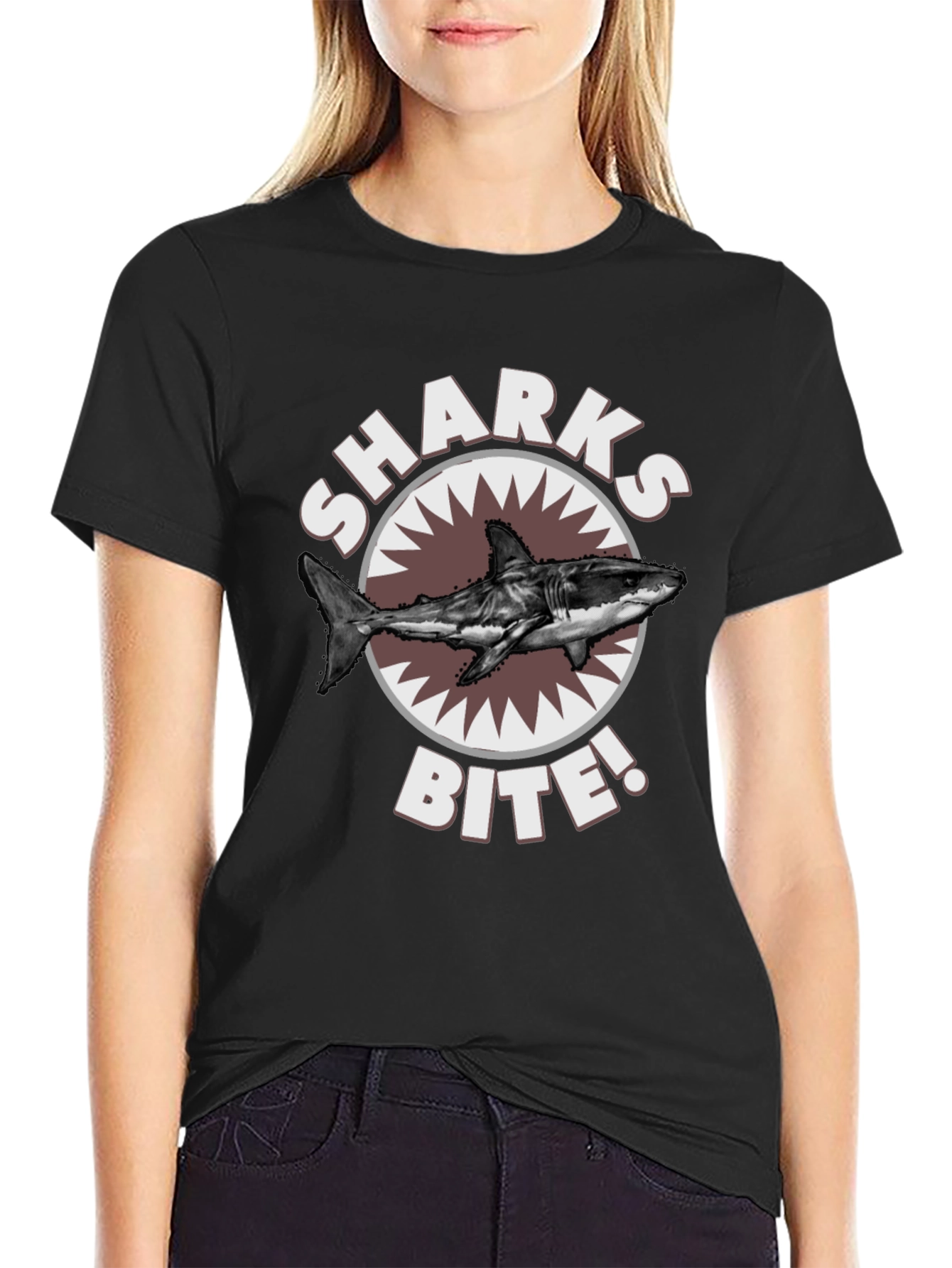 Sharks Bite T-Shirt - Great White Shark Graphic Tee