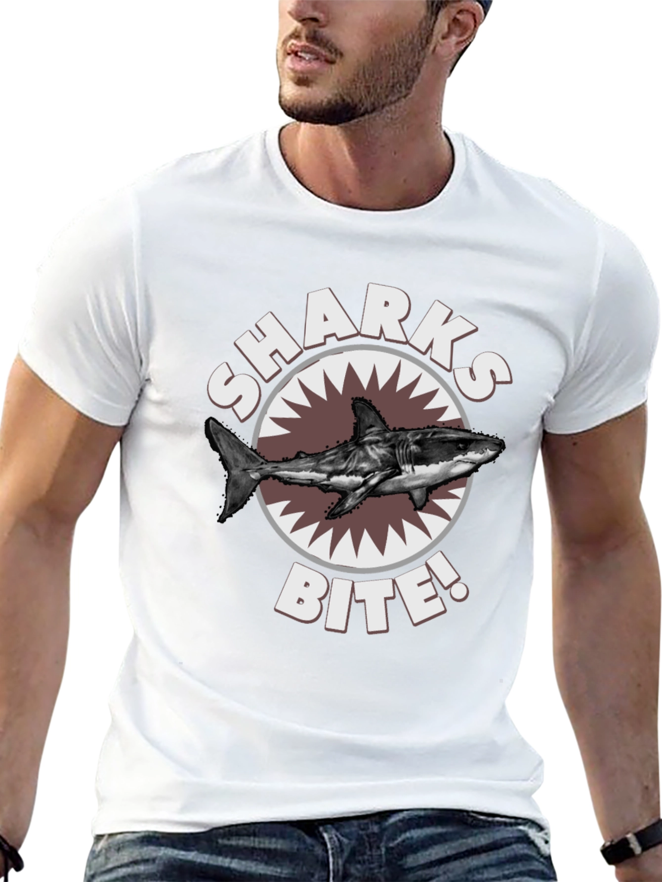 Sharks Bite T-Shirt - Great White Shark Graphic Tee