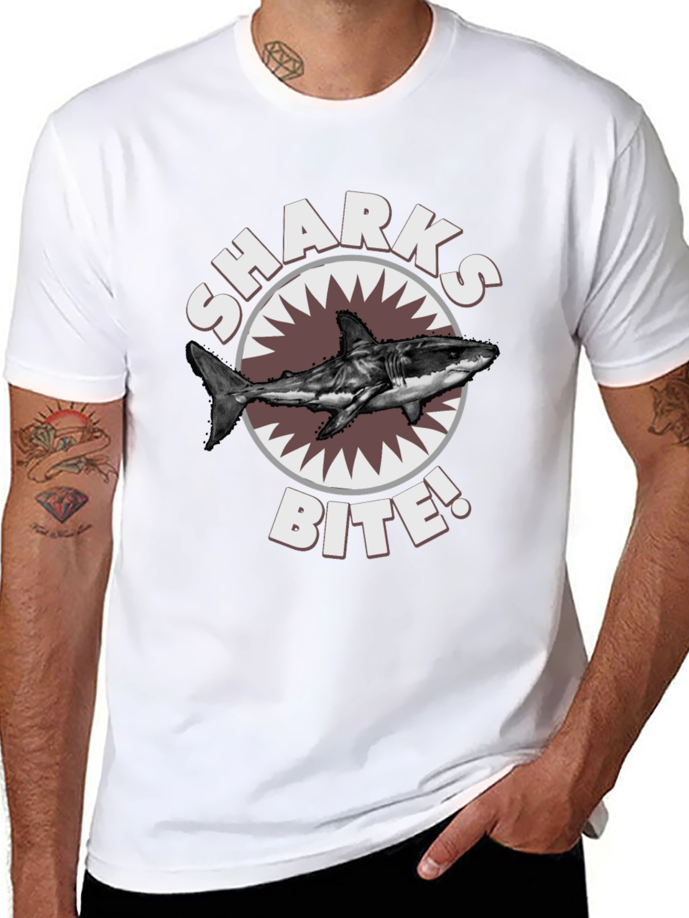 Sharks Bite T-Shirt - Great White Shark Graphic Tee