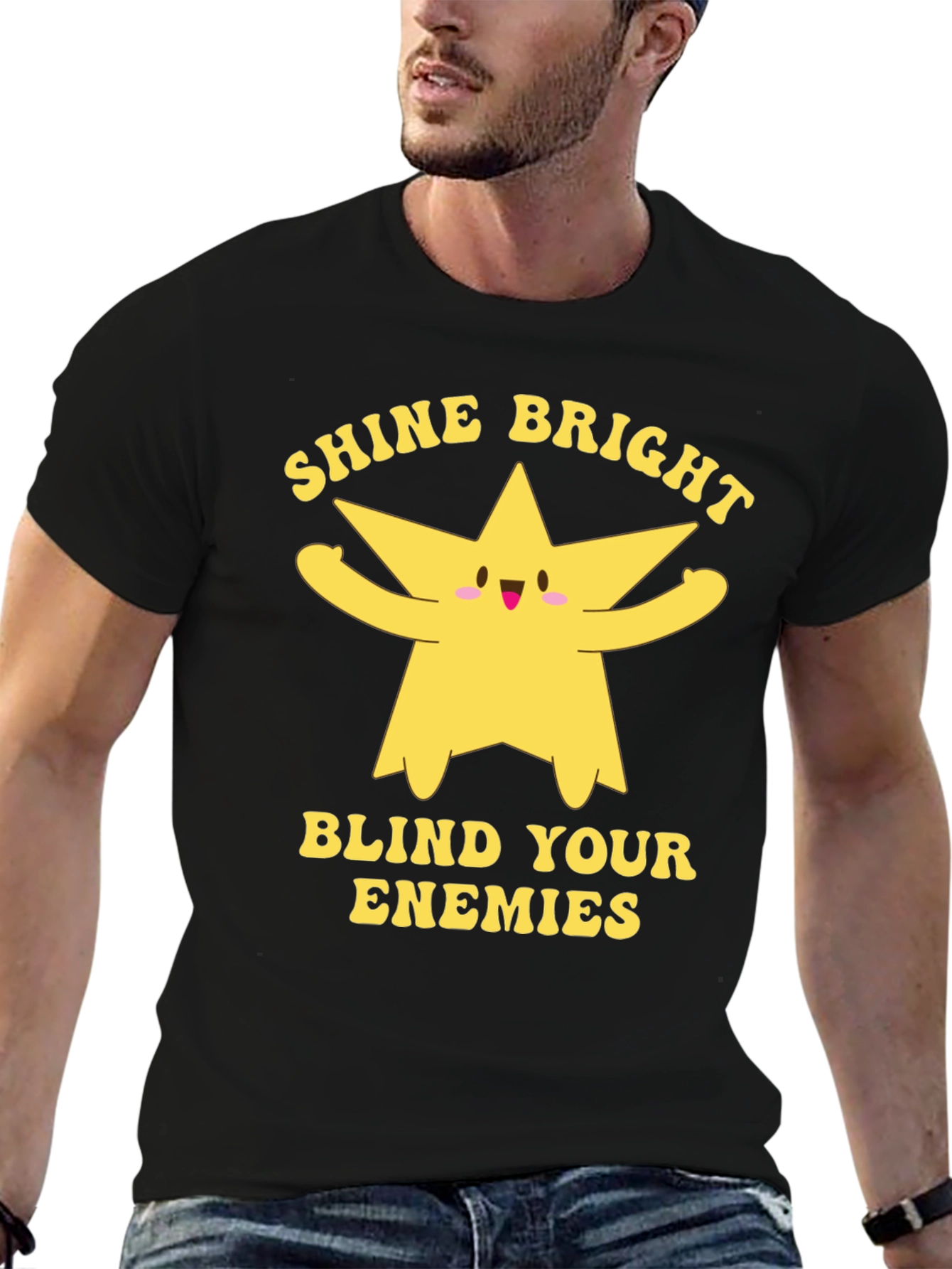 Shine Bright Star Graphic Black T-Shirt