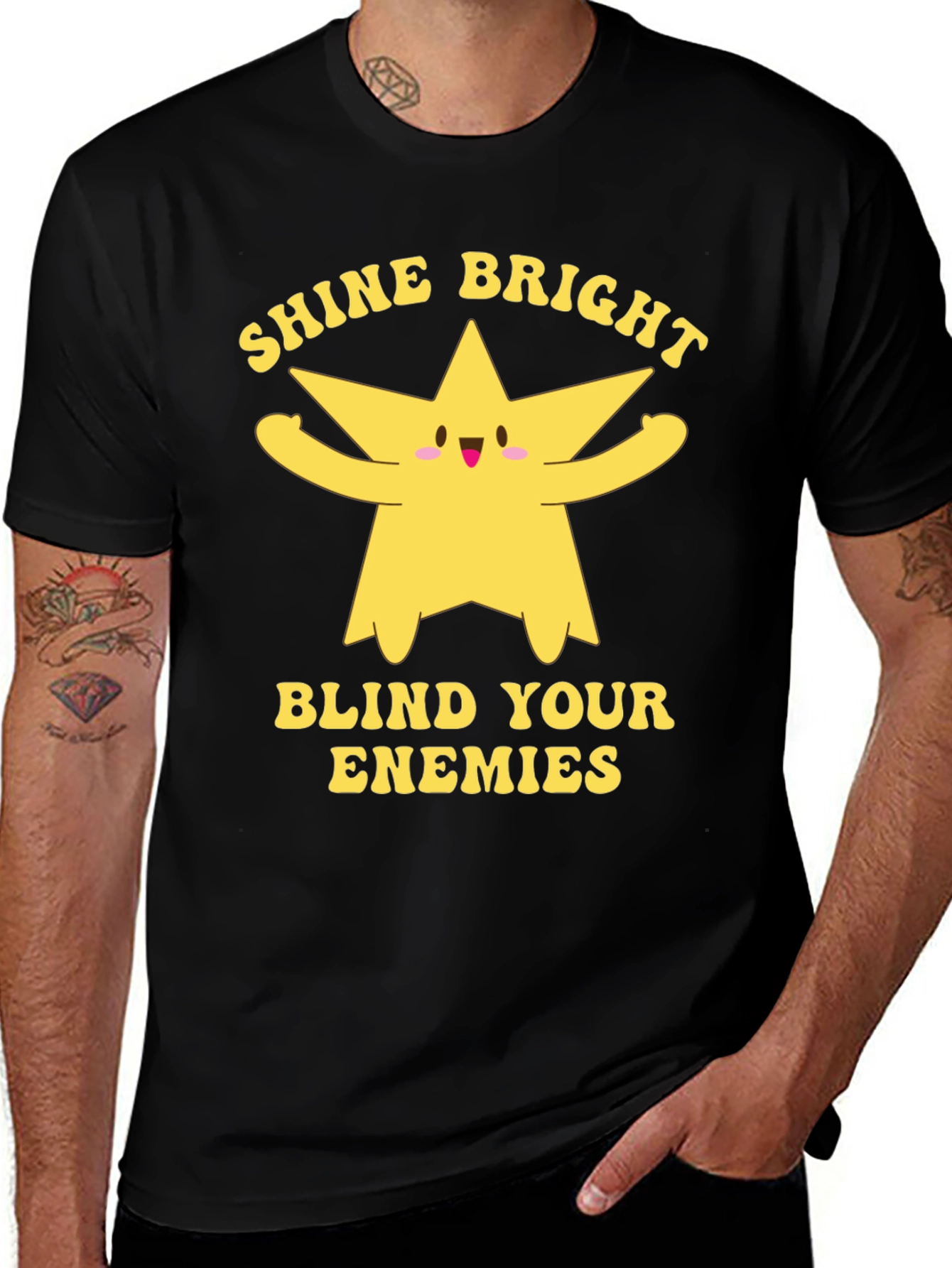 Shine Bright Star Graphic Black T-Shirt