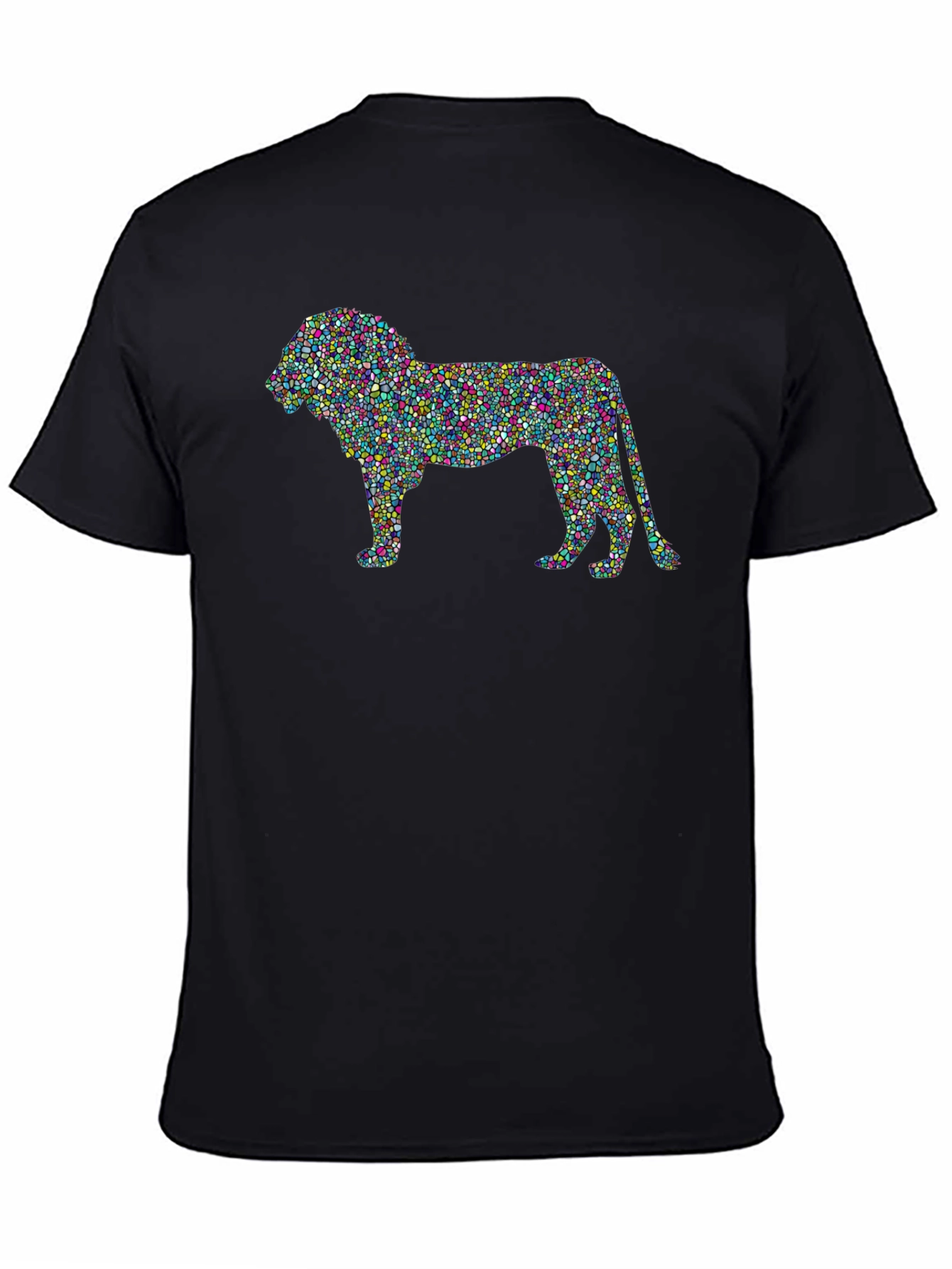 Abstract Lion Graphic T-Shirt - Mens Black Tee