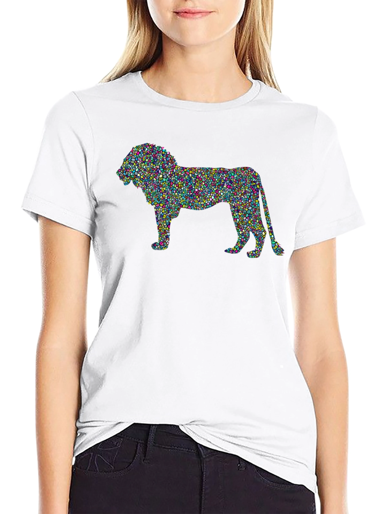 Abstract Lion Graphic T-Shirt - Mens Black Tee