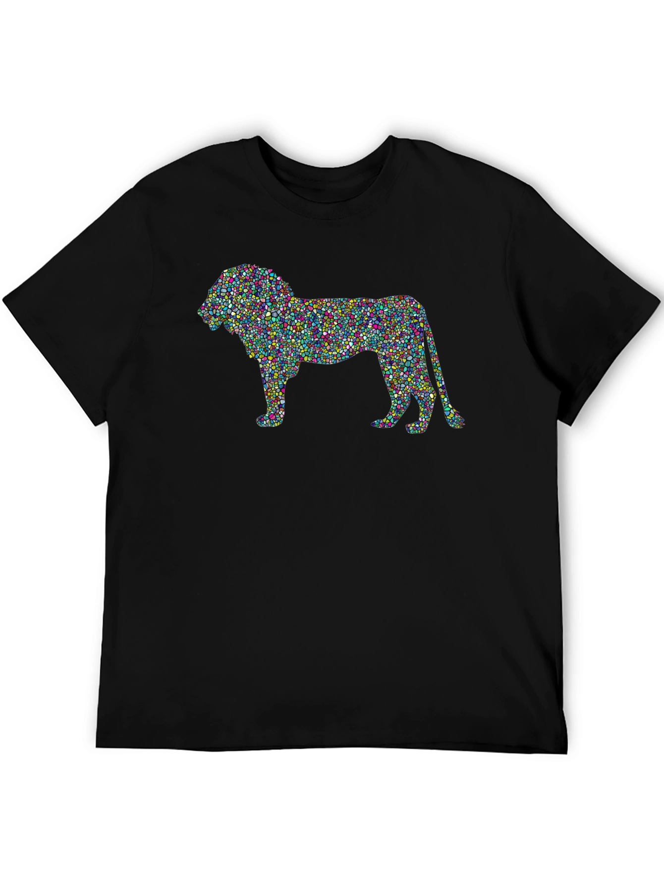 Abstract Lion Graphic T-Shirt - Mens Black Tee