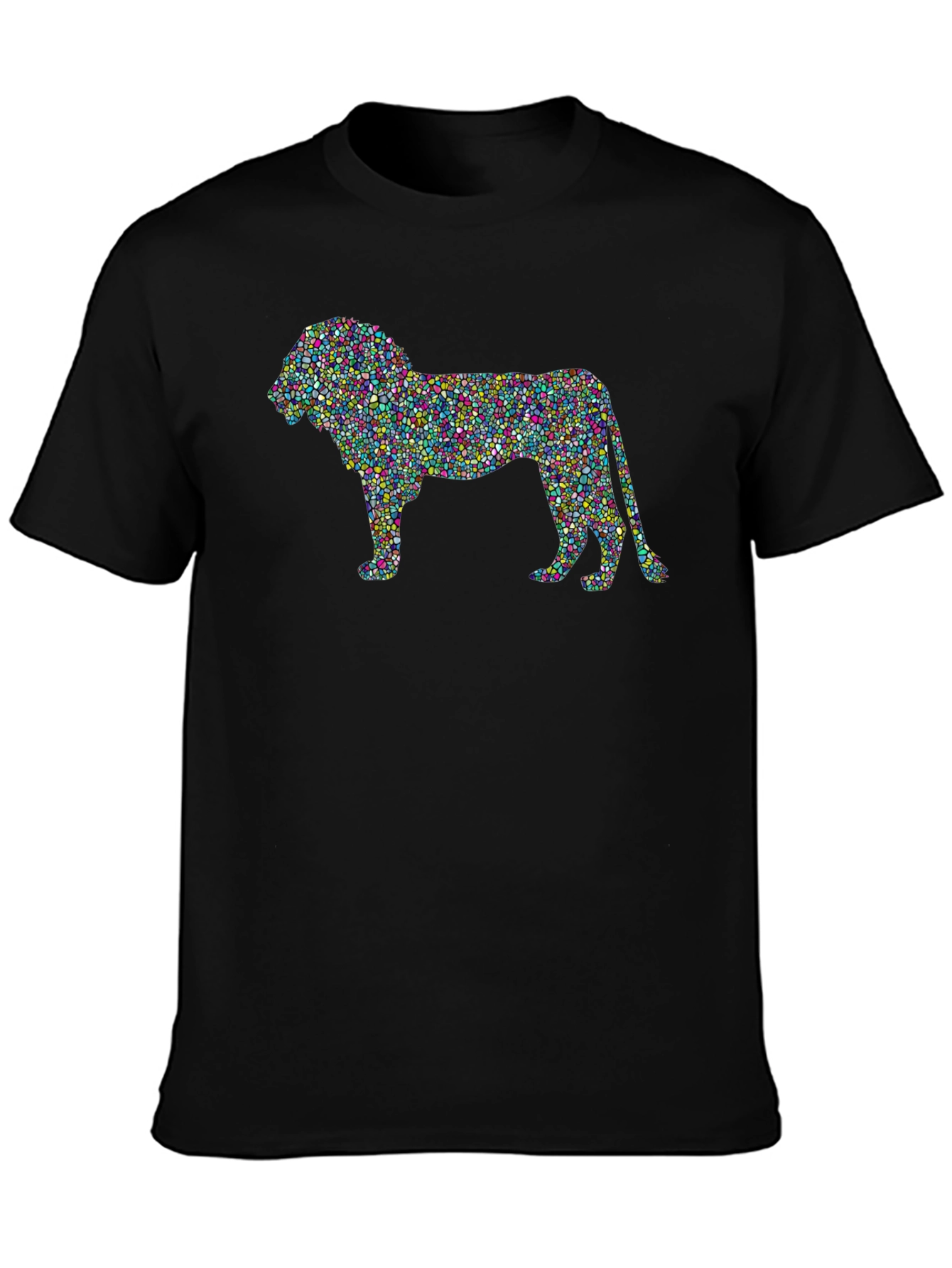 Abstract Lion Graphic T-Shirt - Mens Black Tee