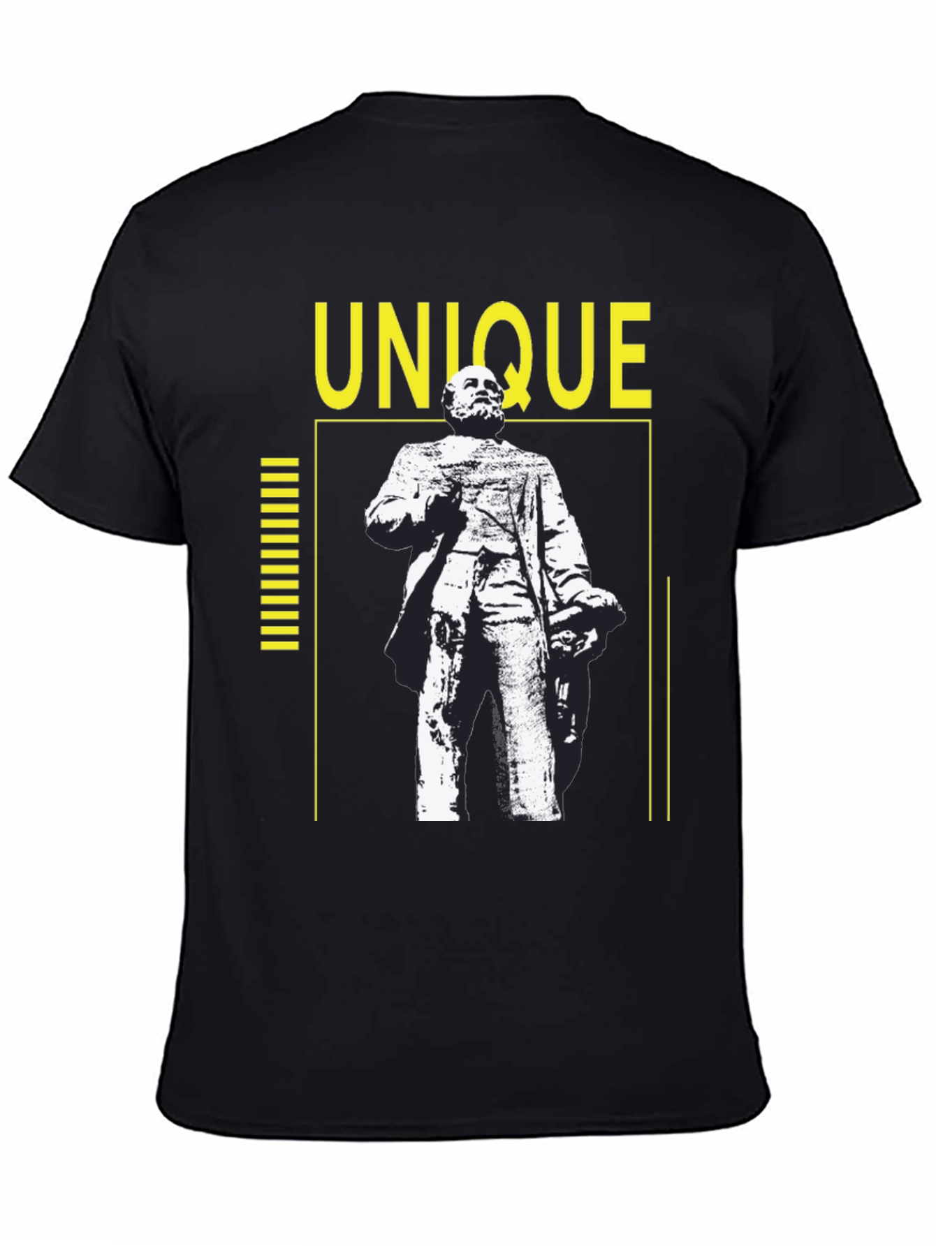 Unique Statue Graphic Tee - Black Cotton Shirt
