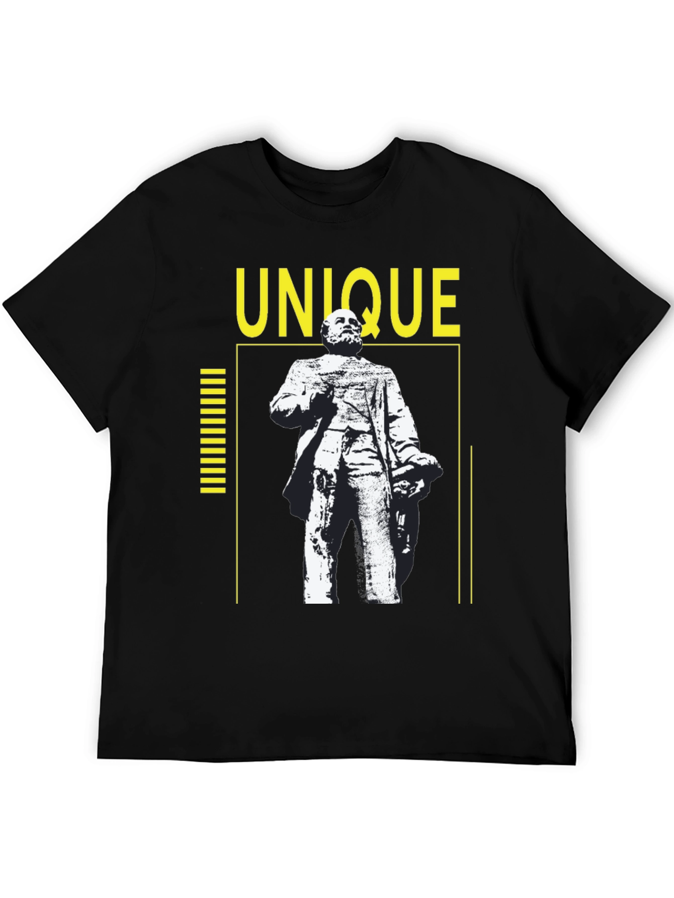 Unique Statue Graphic Tee - Black Cotton Shirt