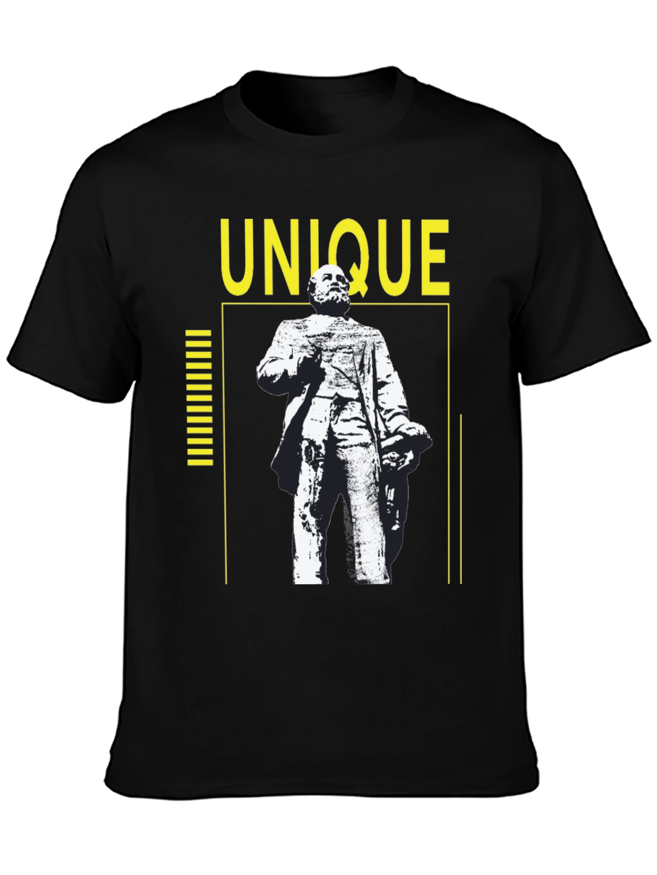 Unique Statue Graphic Tee - Black Cotton Shirt