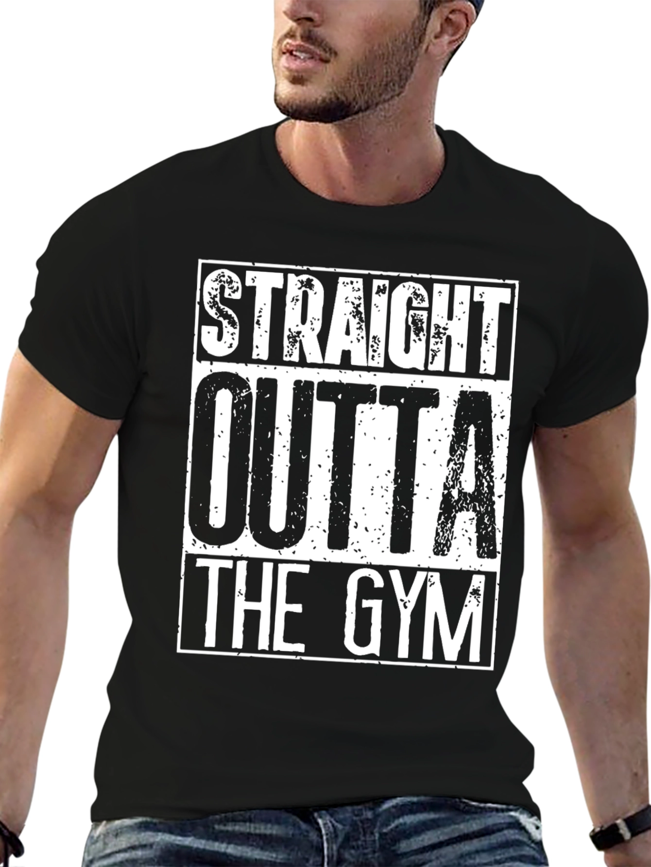 Straight Outta The Gym Black Graphic T-Shirt