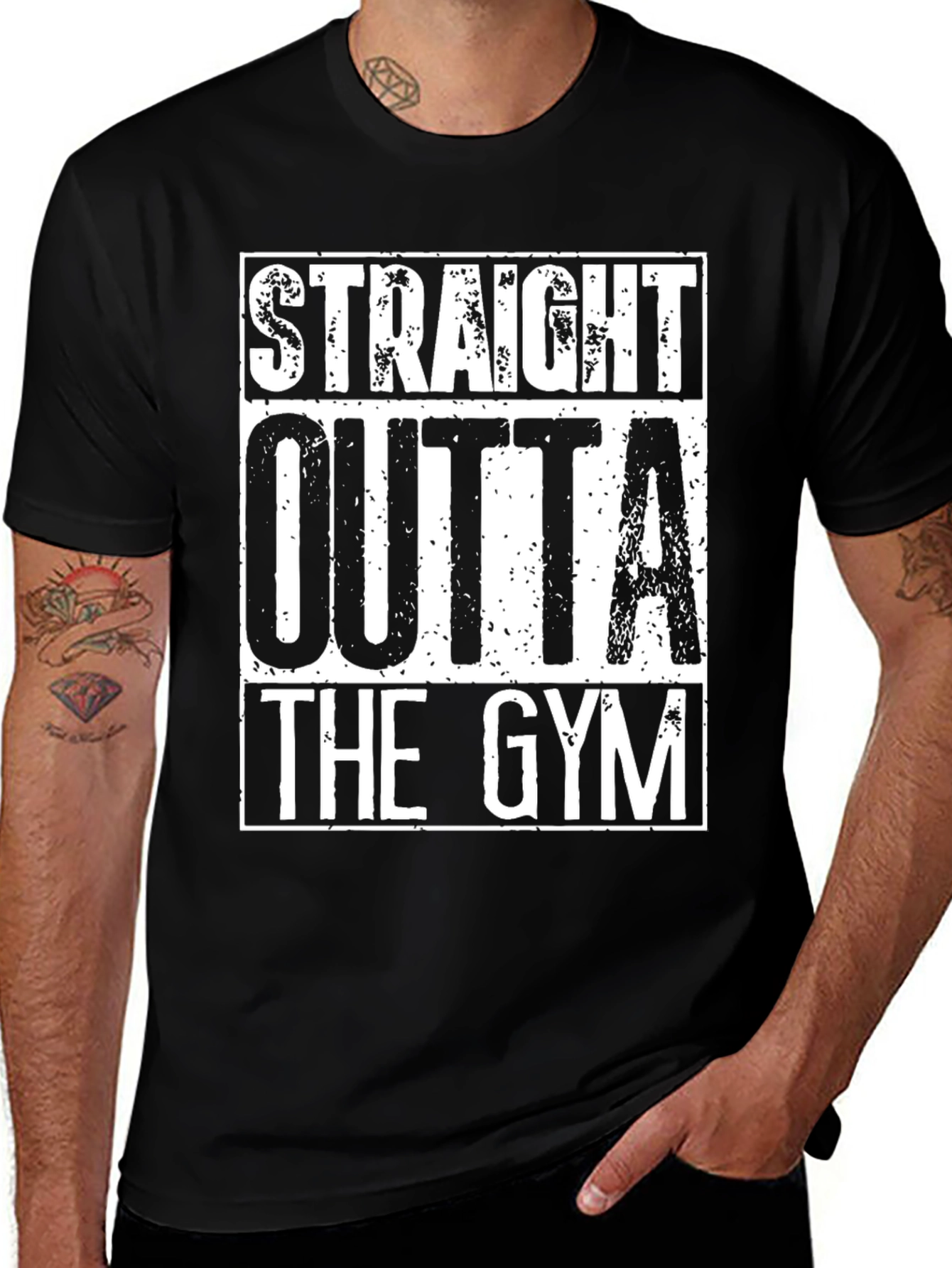 Straight Outta The Gym Black Graphic T-Shirt