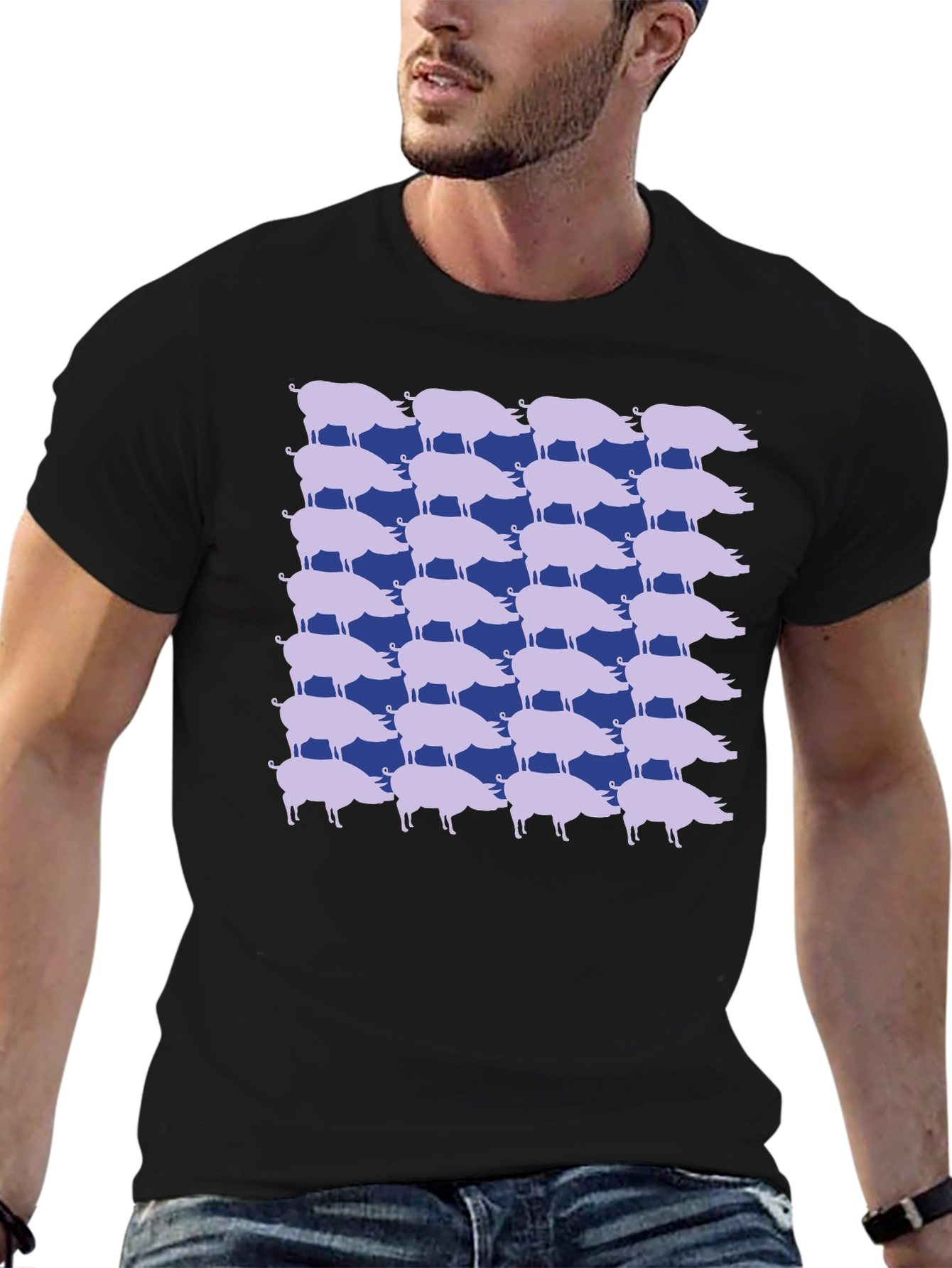 Pig Pattern Tee - Unique Graphic Print