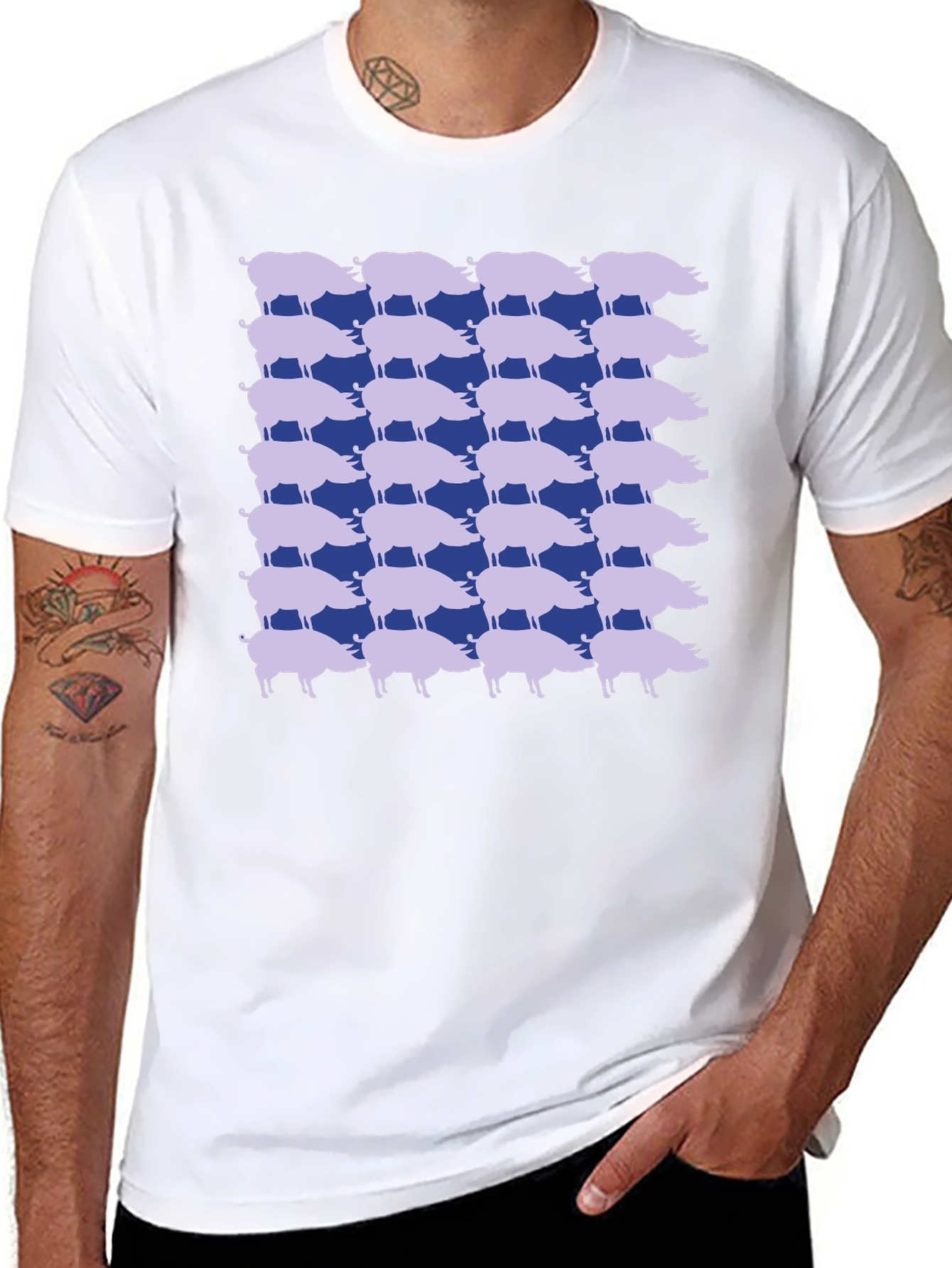 Pig Pattern Tee - Unique Graphic Print