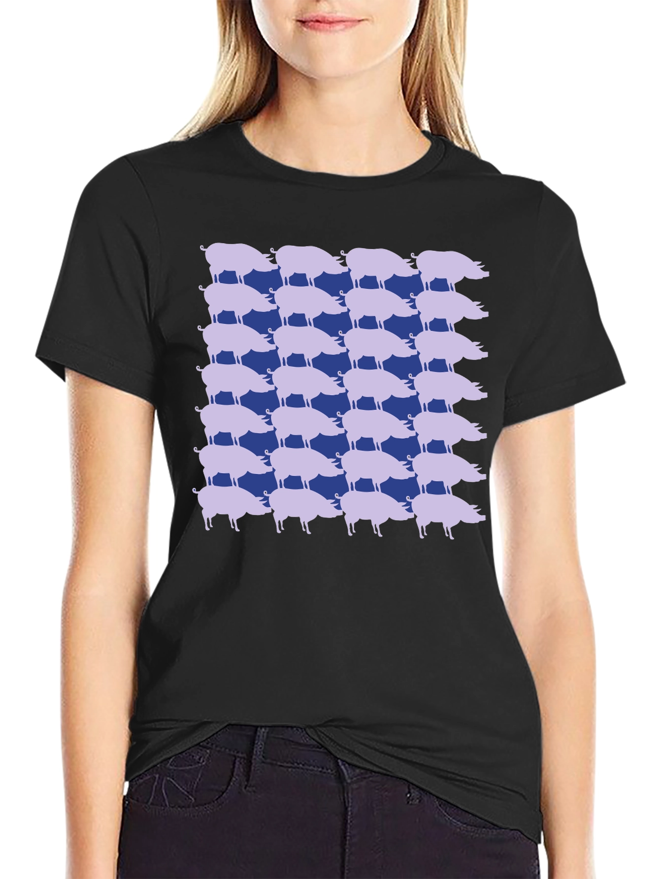Pig Pattern Tee - Unique Graphic Print
