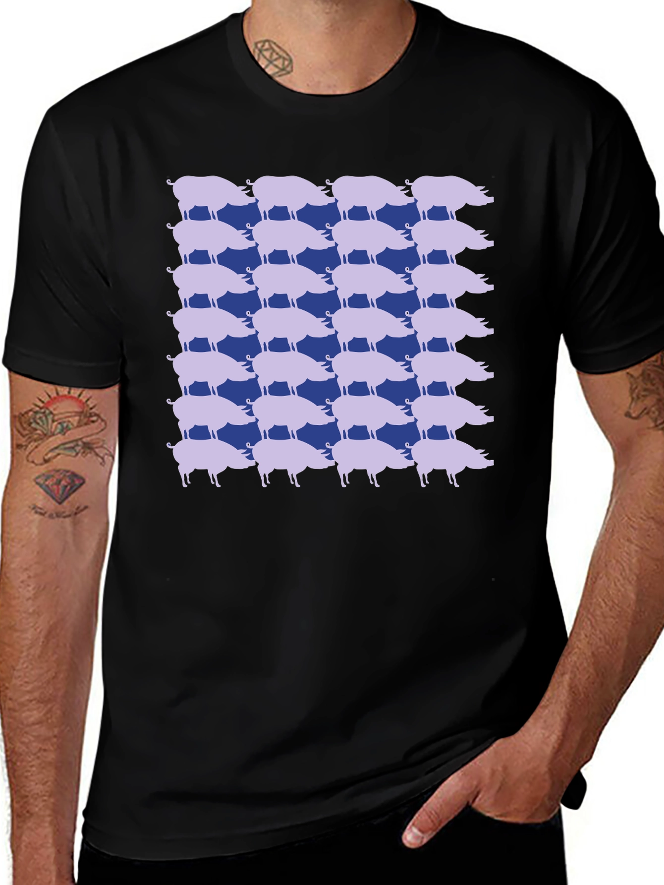 Pig Pattern Tee - Unique Graphic Print