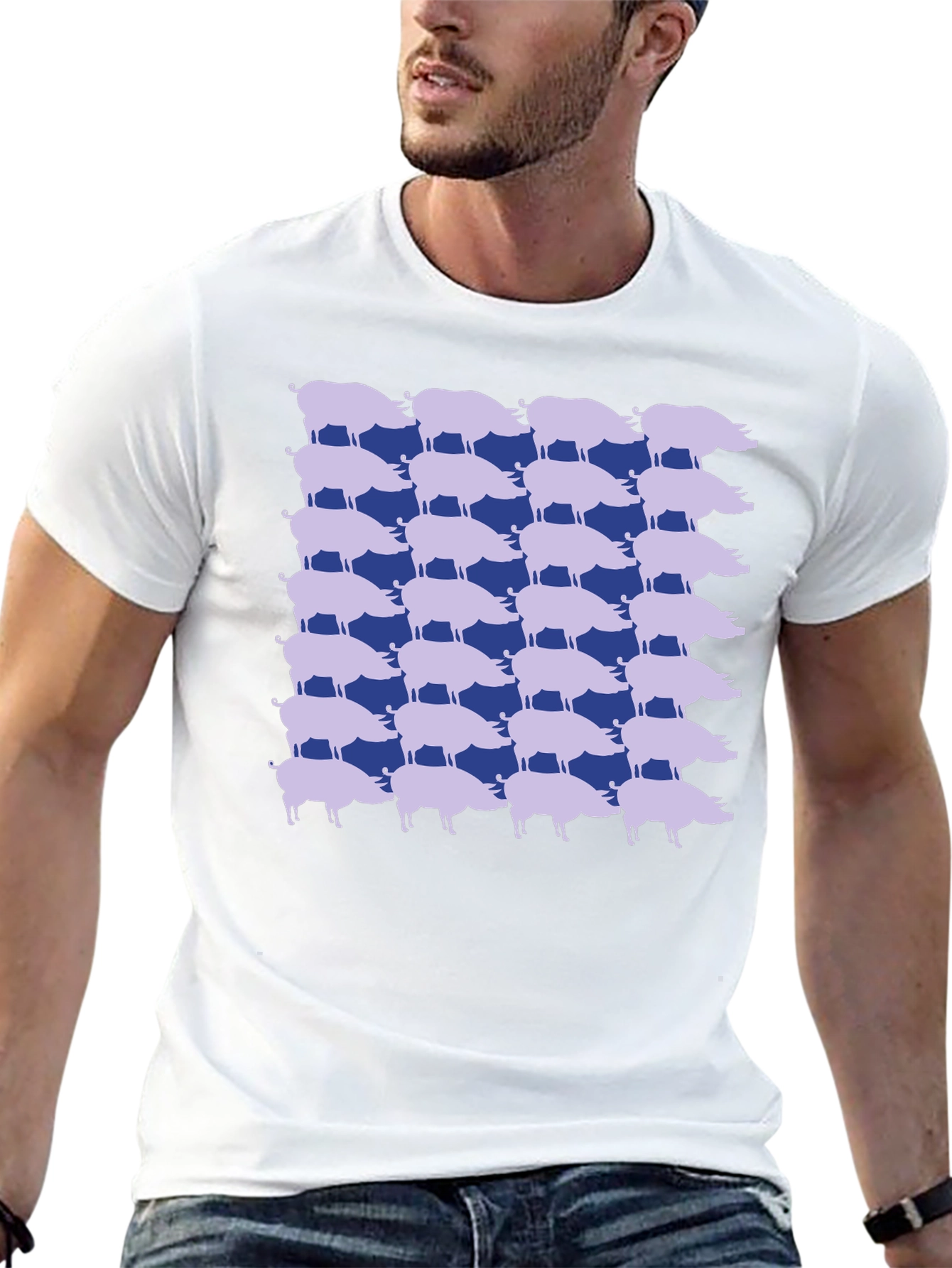 Pig Pattern Tee - Unique Graphic Print