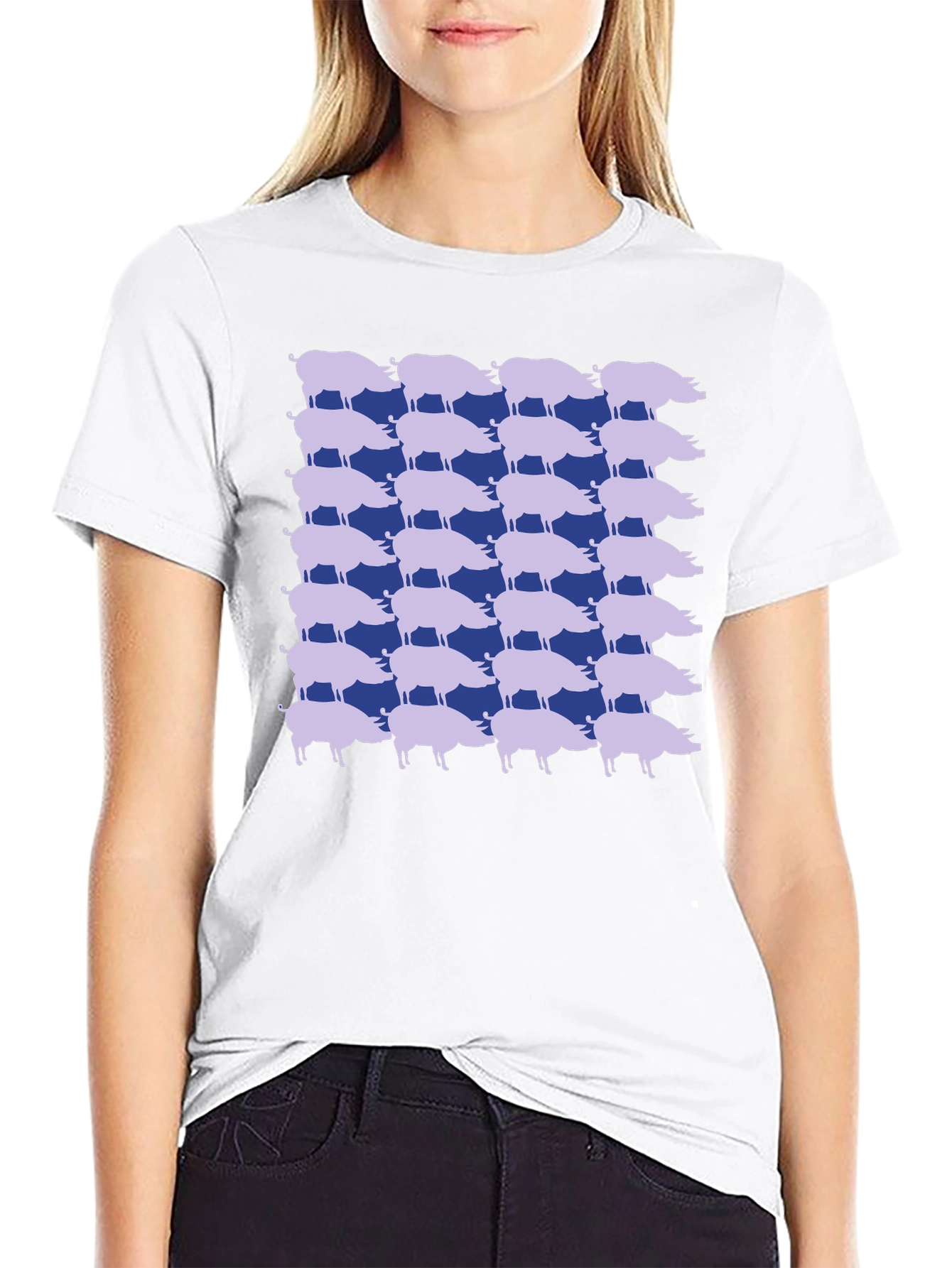 Pig Pattern Tee - Unique Graphic Print