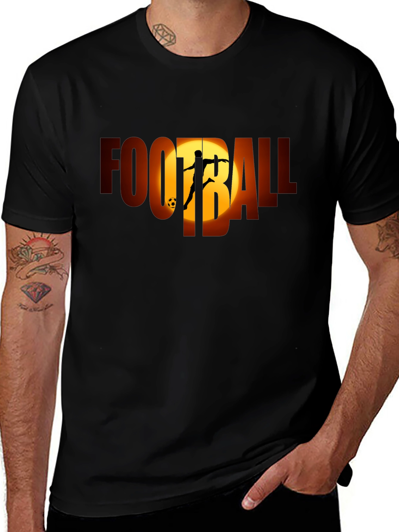 Football Silhouette Graphic Tee - Black