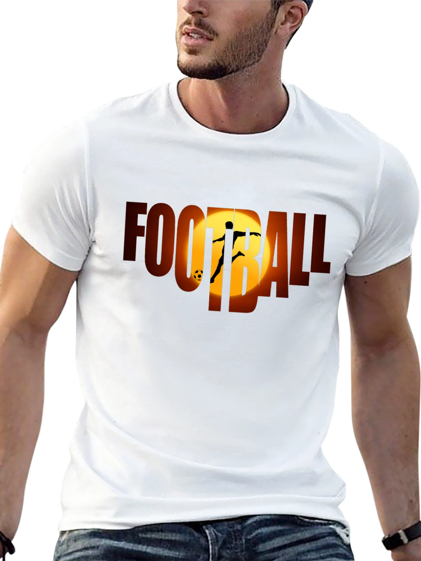 Football Silhouette Graphic Tee - Black
