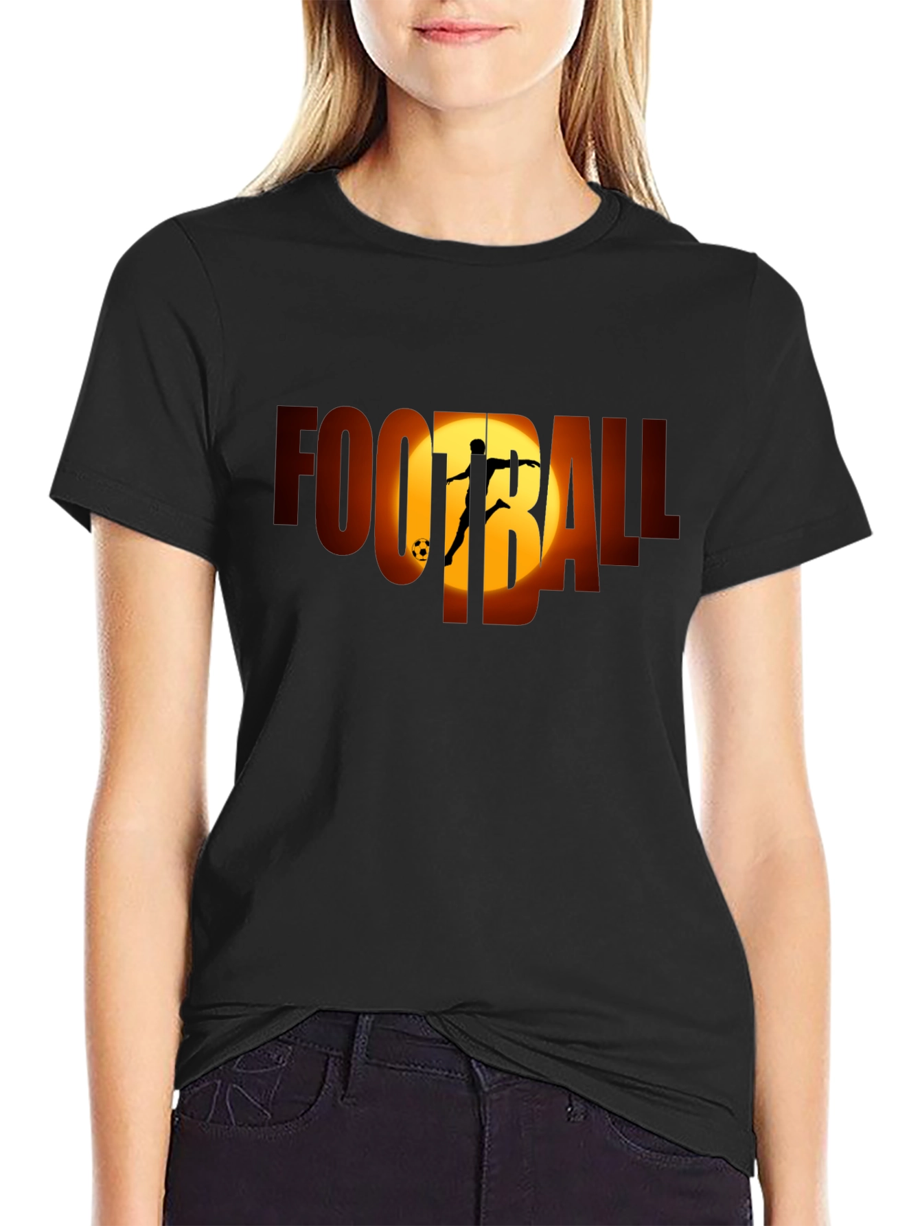 Football Silhouette Graphic Tee - Black
