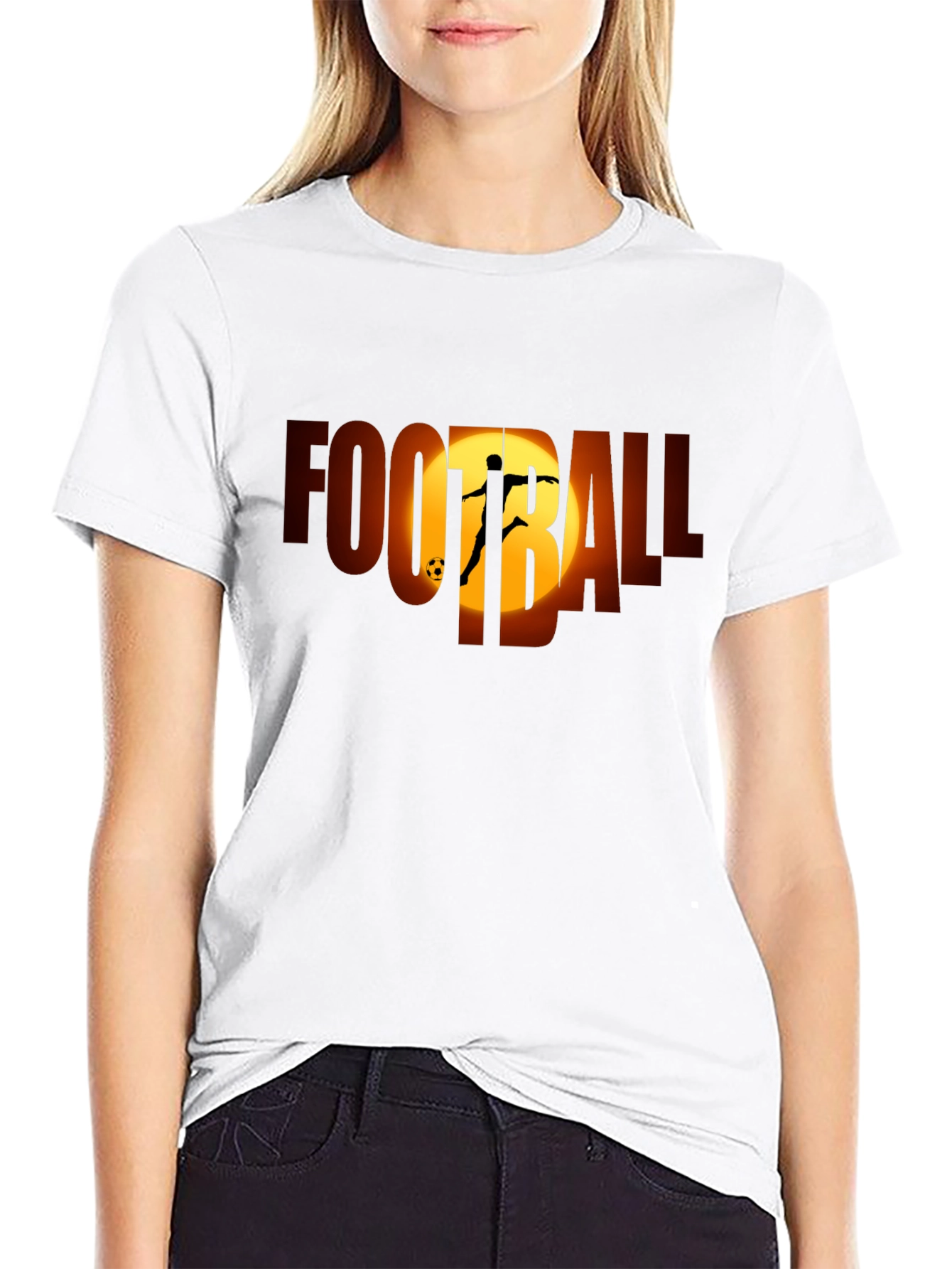 Football Silhouette Graphic Tee - Black