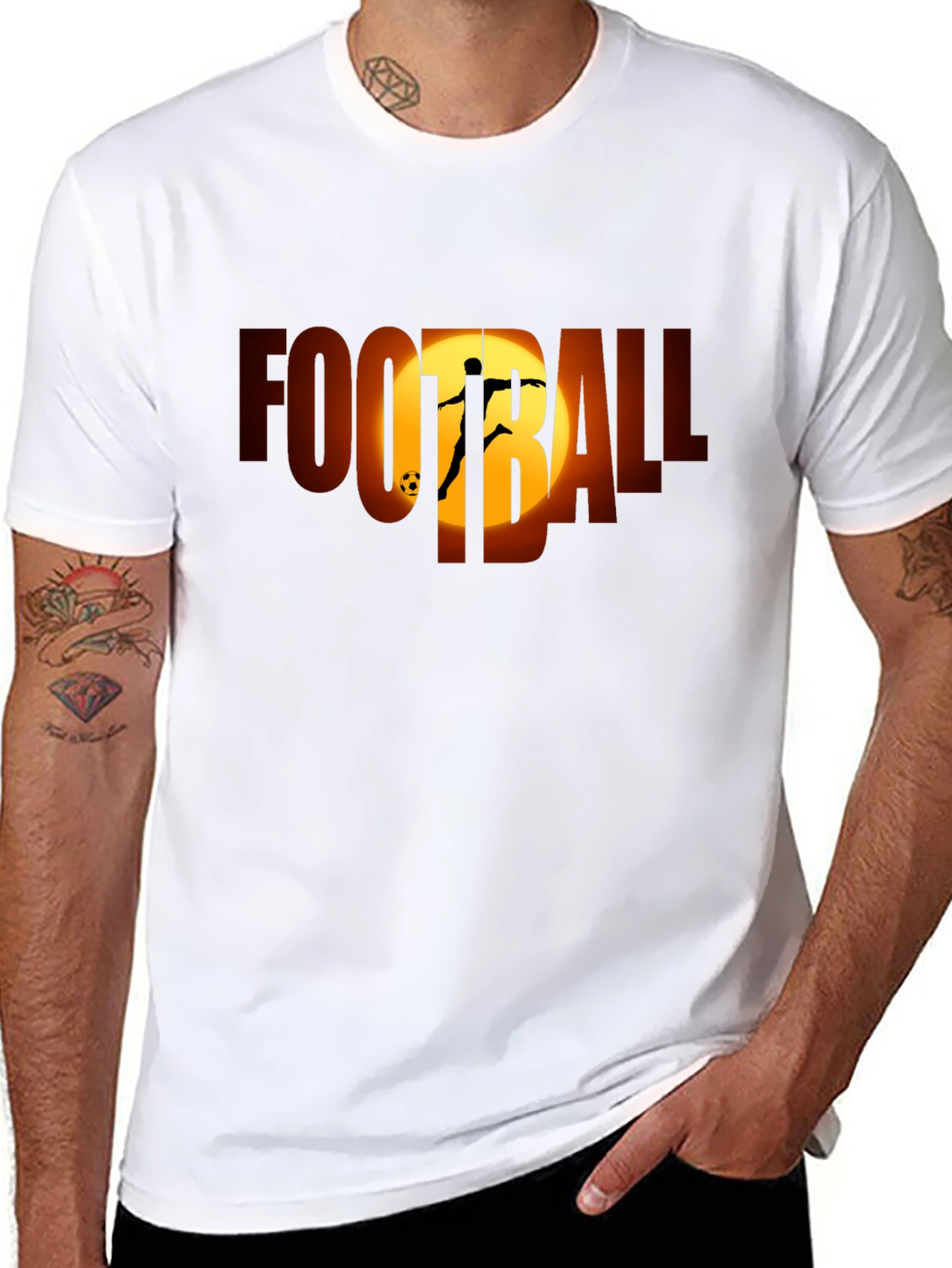 Football Silhouette Graphic Tee - Black
