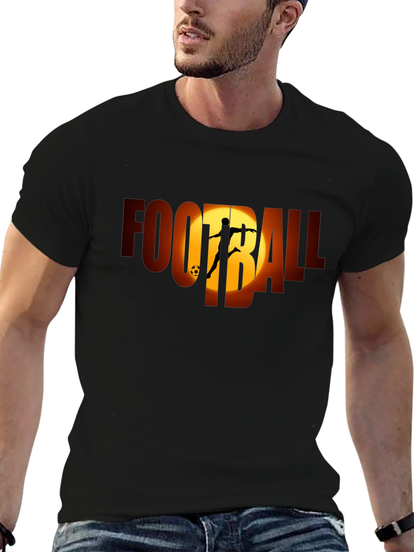 Football Silhouette Graphic Tee - Black