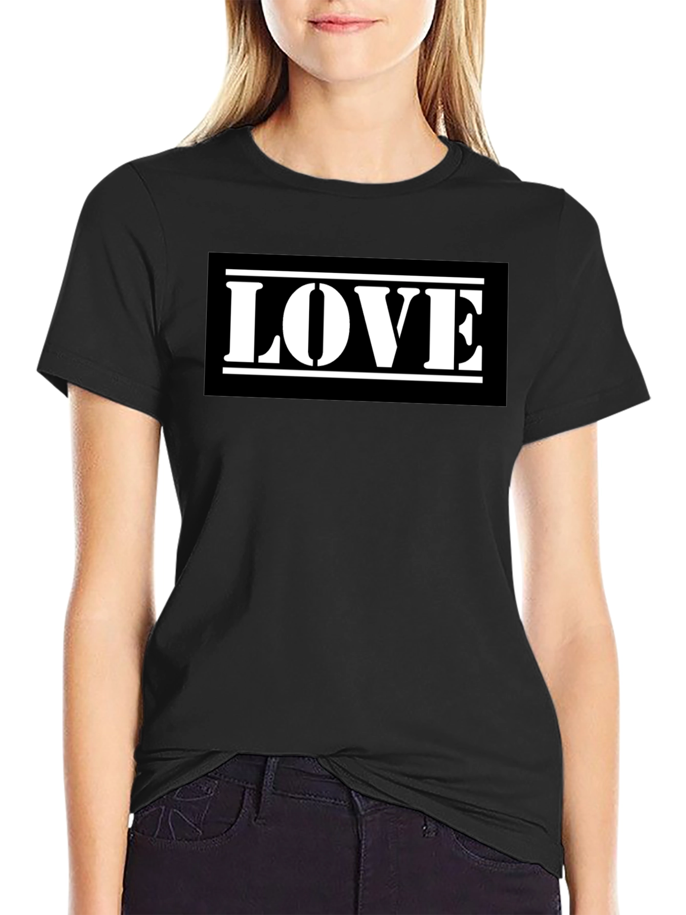 Love Graphic Print Black Cotton Tee