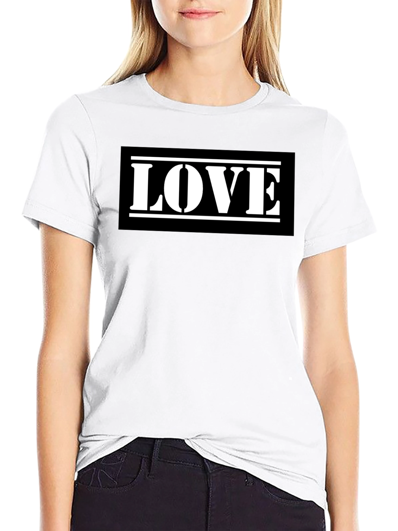 Love Graphic Print Black Cotton Tee
