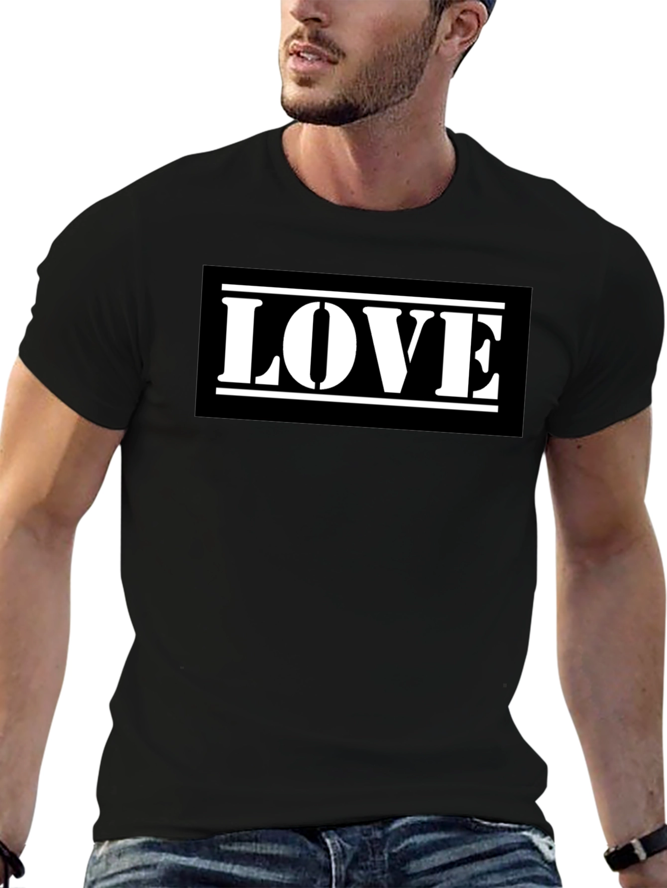 Love Graphic Print Black Cotton Tee