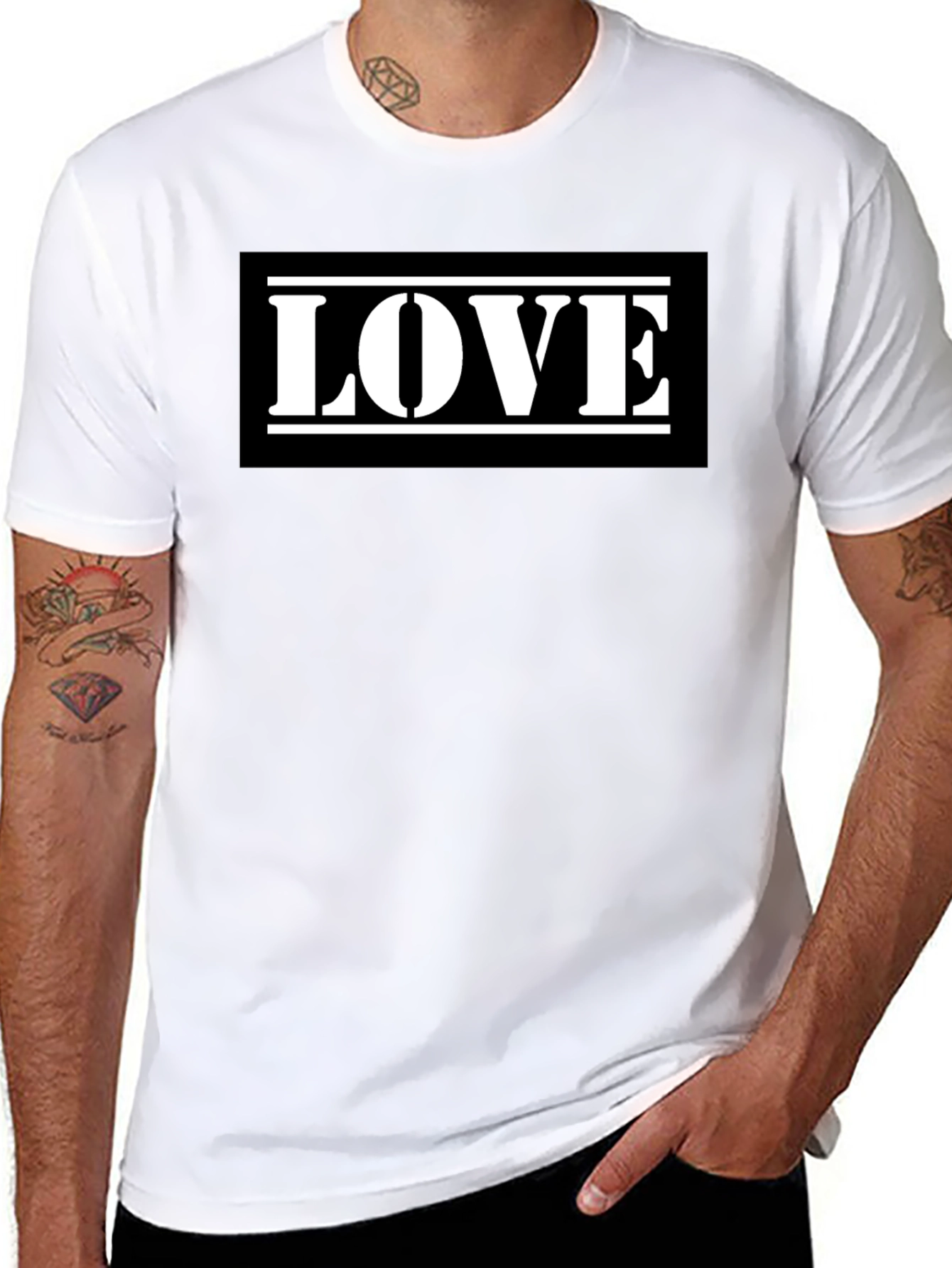 Love Graphic Print Black Cotton Tee