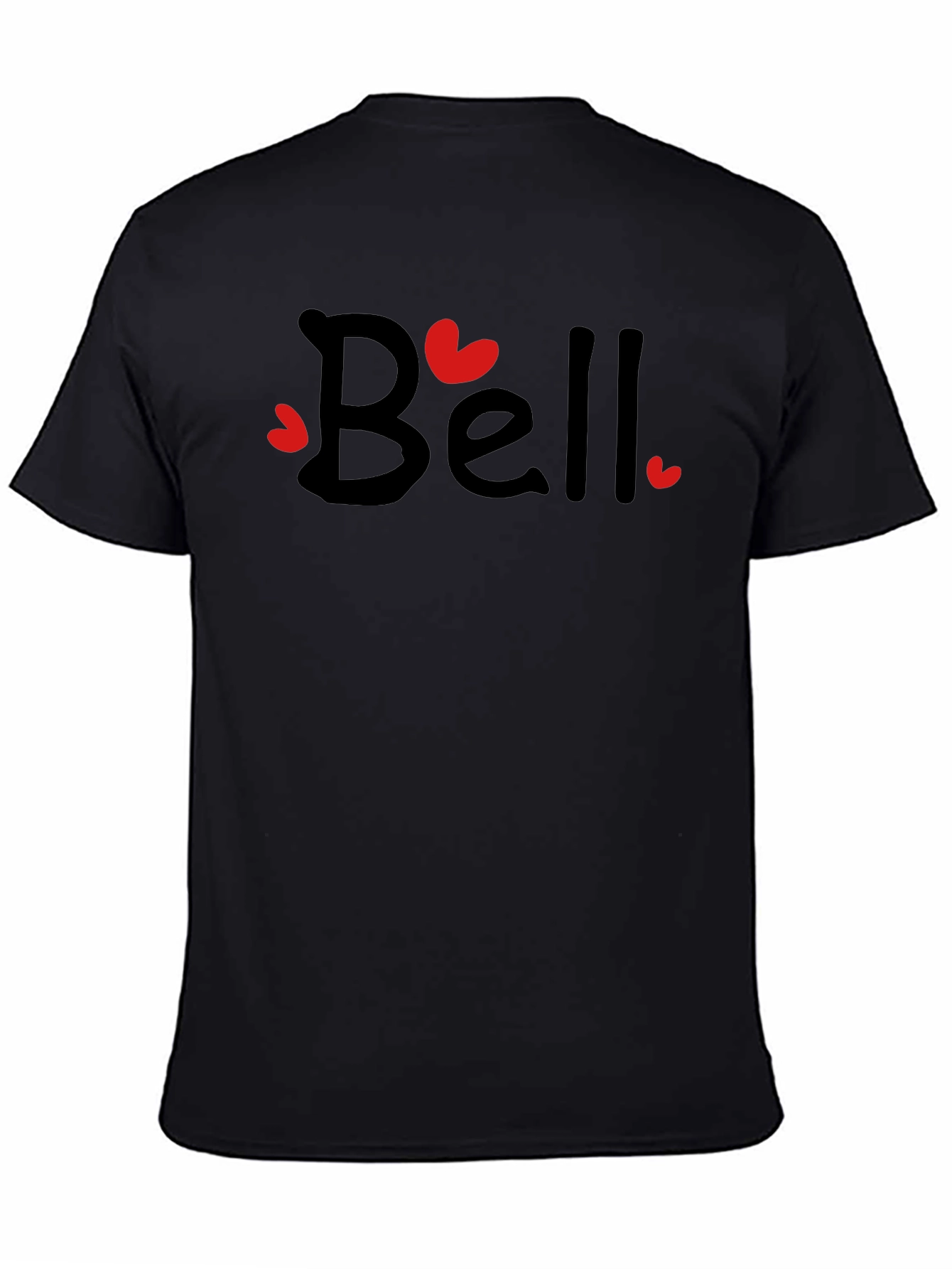 Bell Heart Valentines Day Black T-Shirt