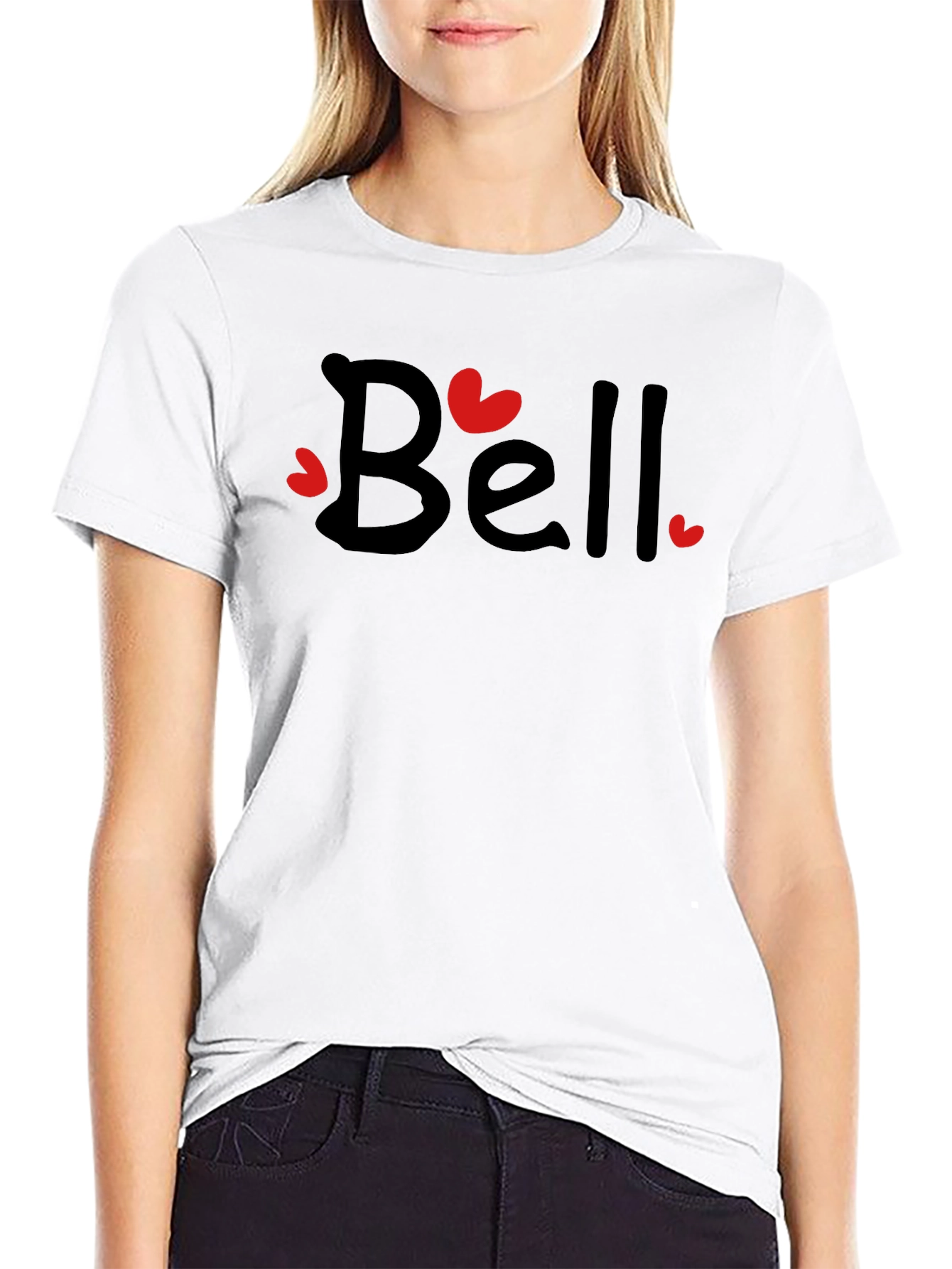 Bell Heart Valentines Day Black T-Shirt