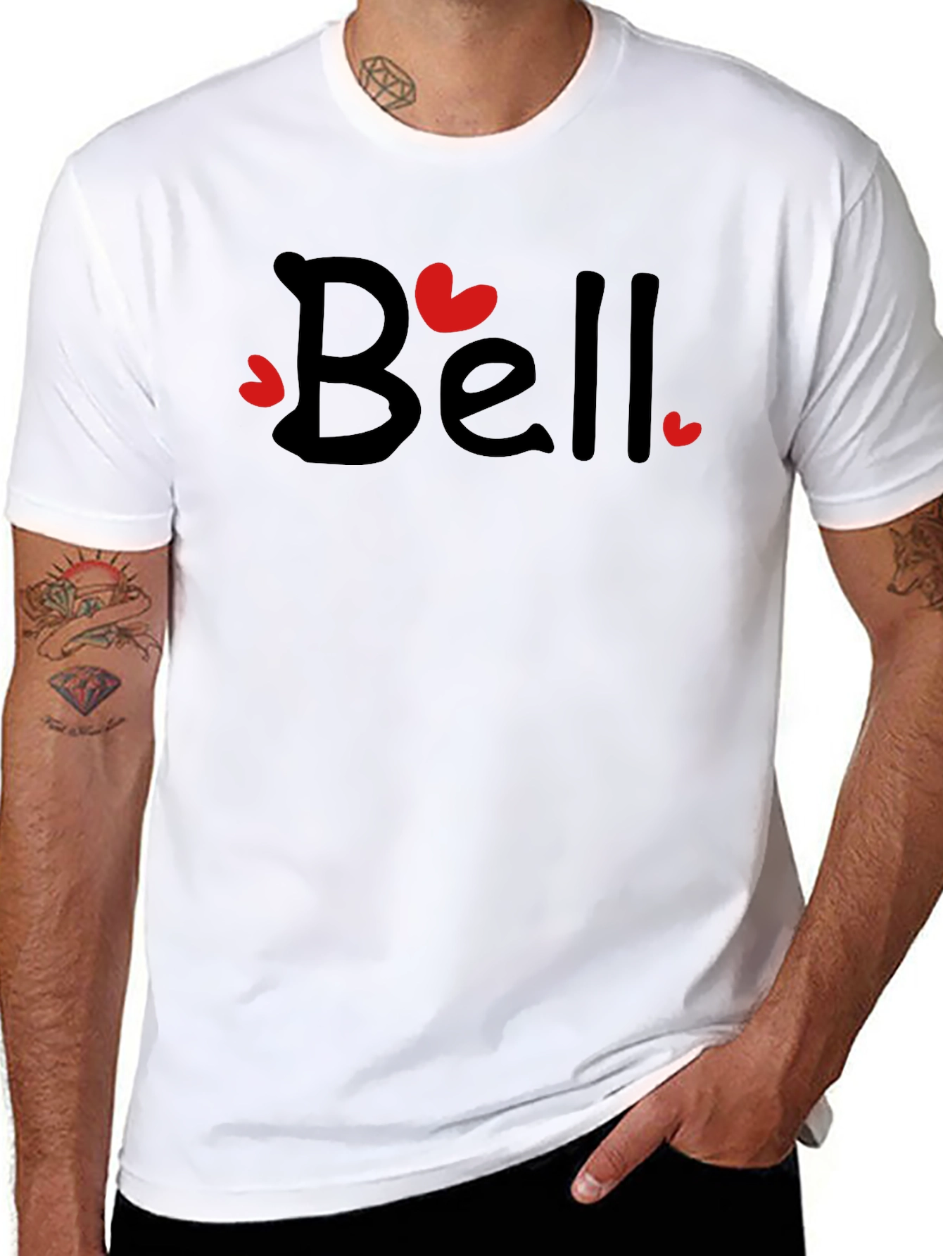 Bell Heart Valentines Day Black T-Shirt