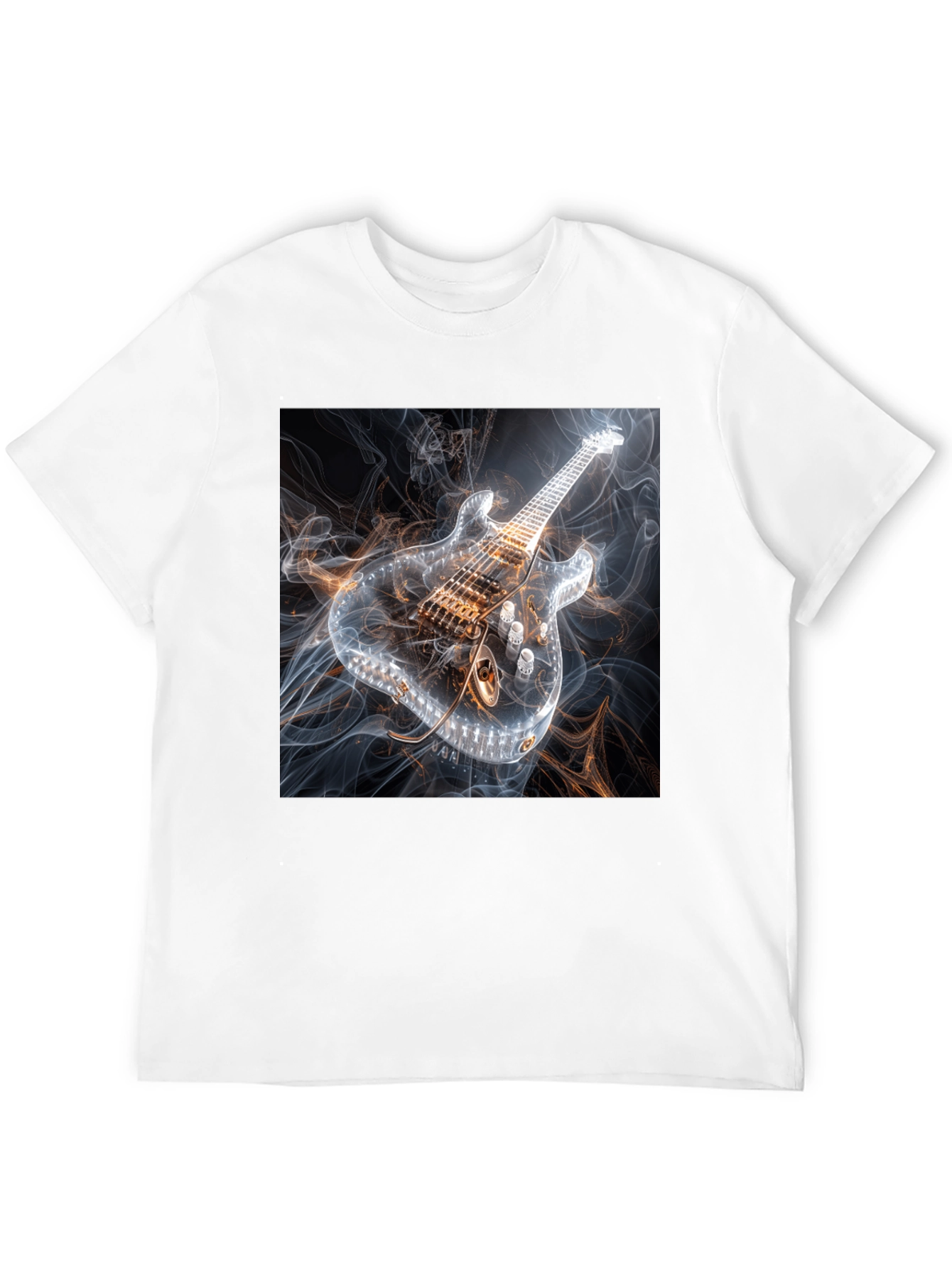 Electric Guitar Smoke Graphic Black T-Shirt