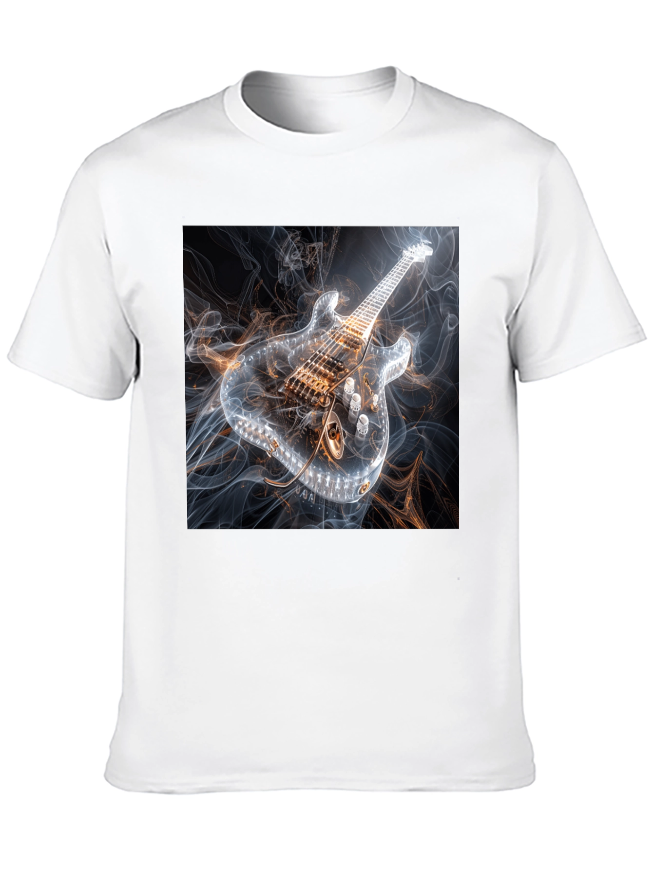 Electric Guitar Smoke Graphic Black T-Shirt