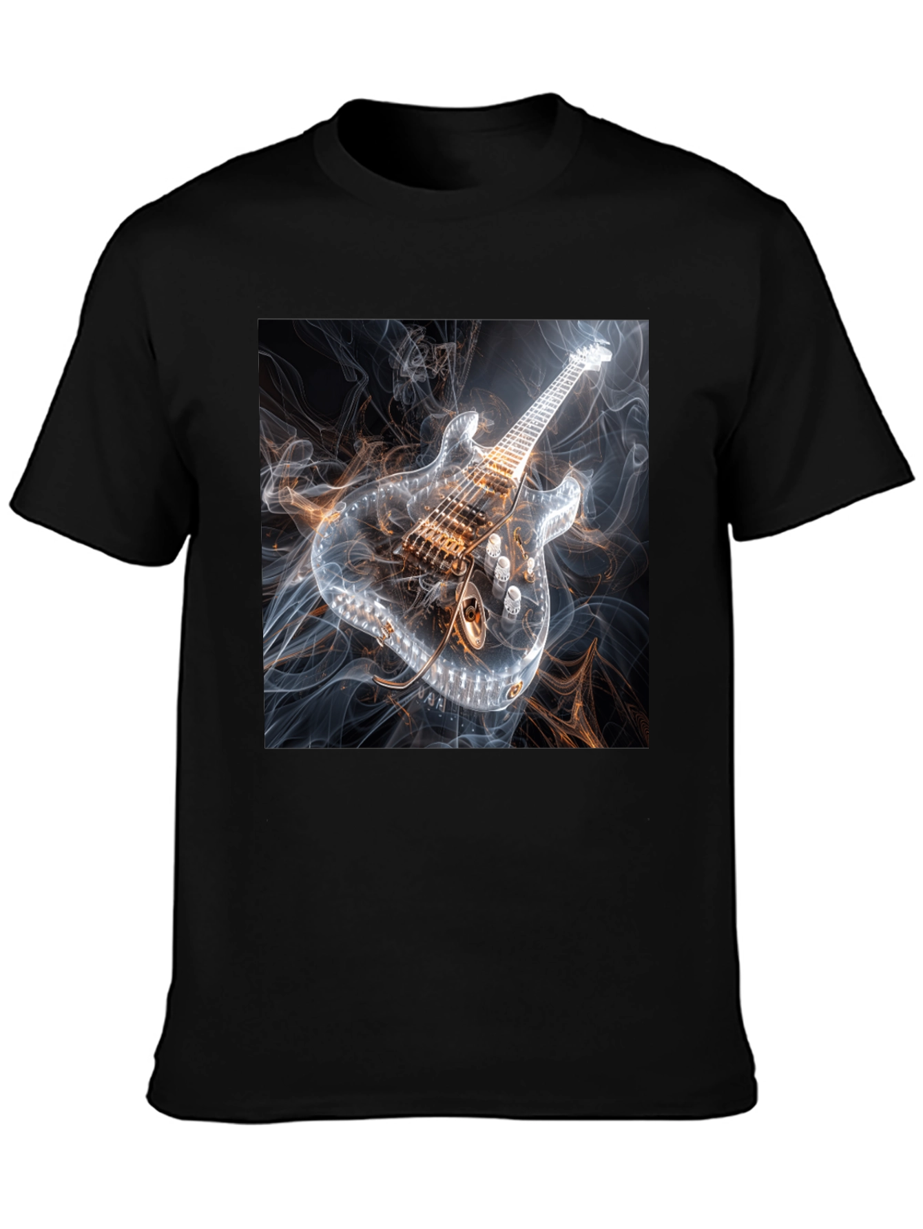 Electric Guitar Smoke Graphic Black T-Shirt
