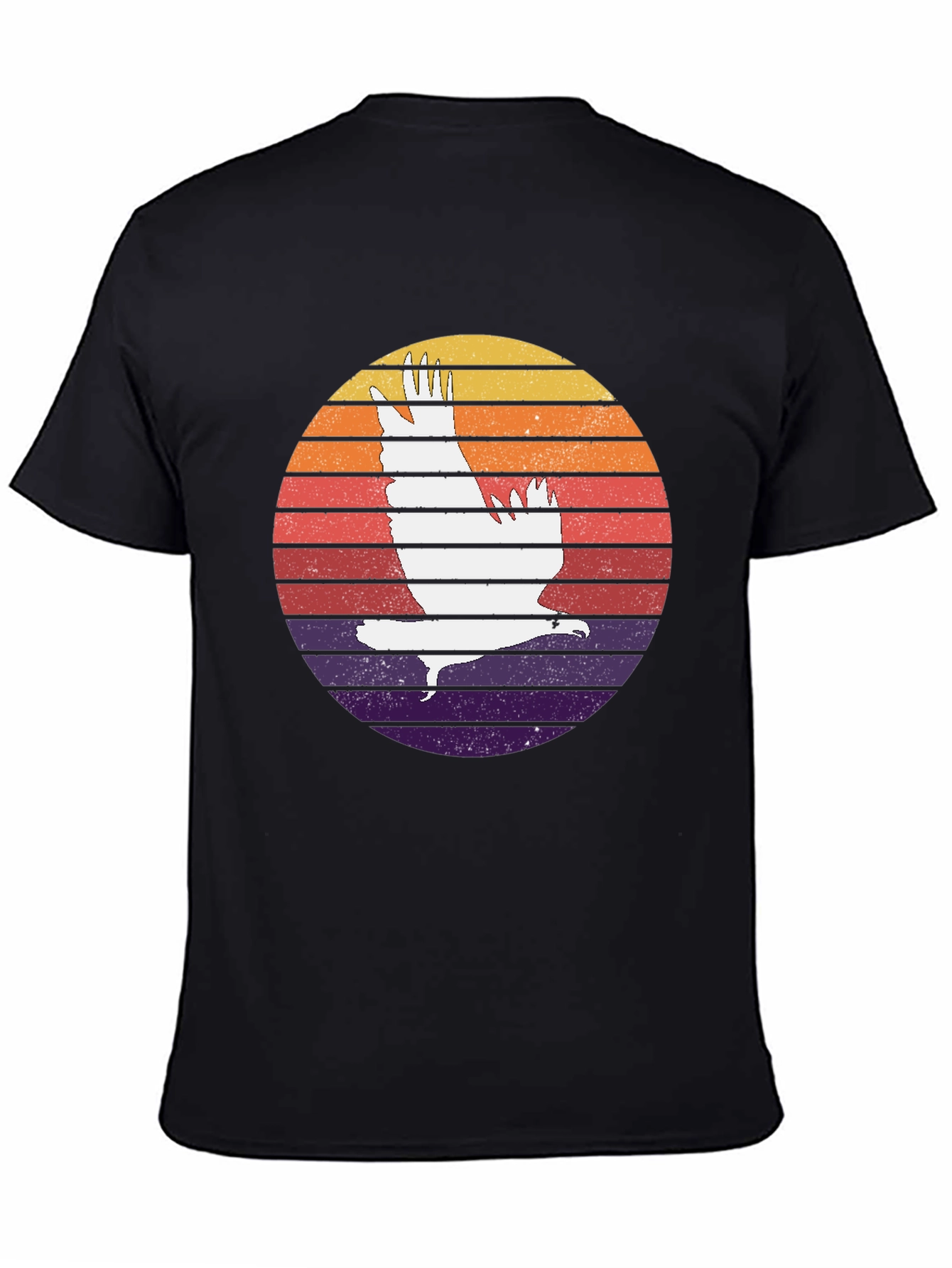 Retro Sunset Eagle Graphic Tee - Black