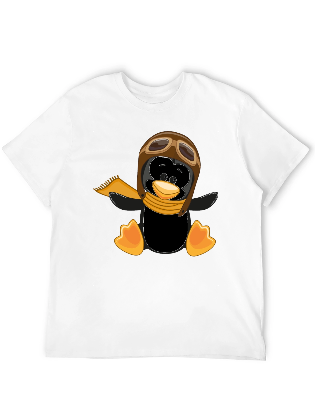 Penguin Aviator Graphic Tee - Black Cotton T-Shirt