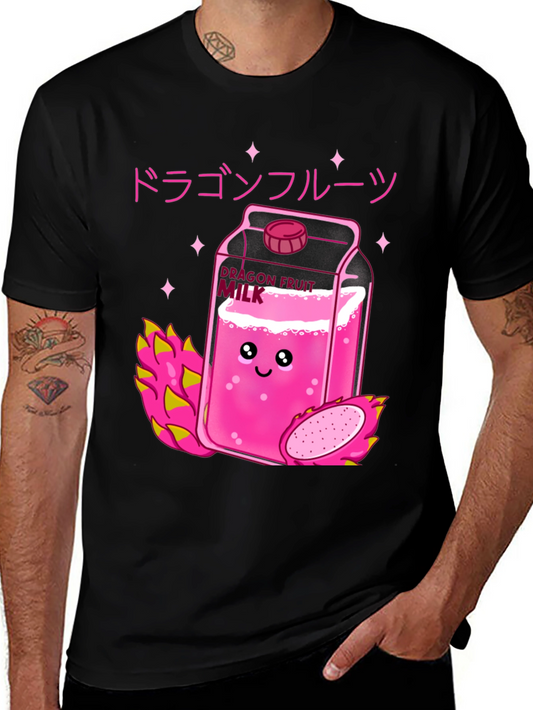 Dragon Fruit Milk Graphic Tee - Cute Kawaii Style T-Shirt
