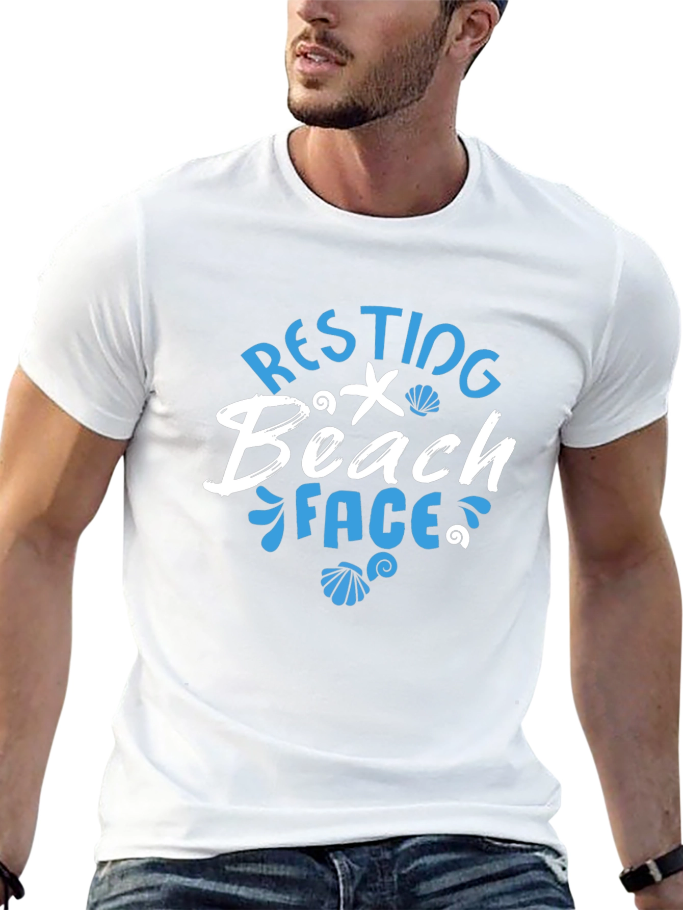 Resting Beach Face T-Shirt - Mens Black Graphic Tee