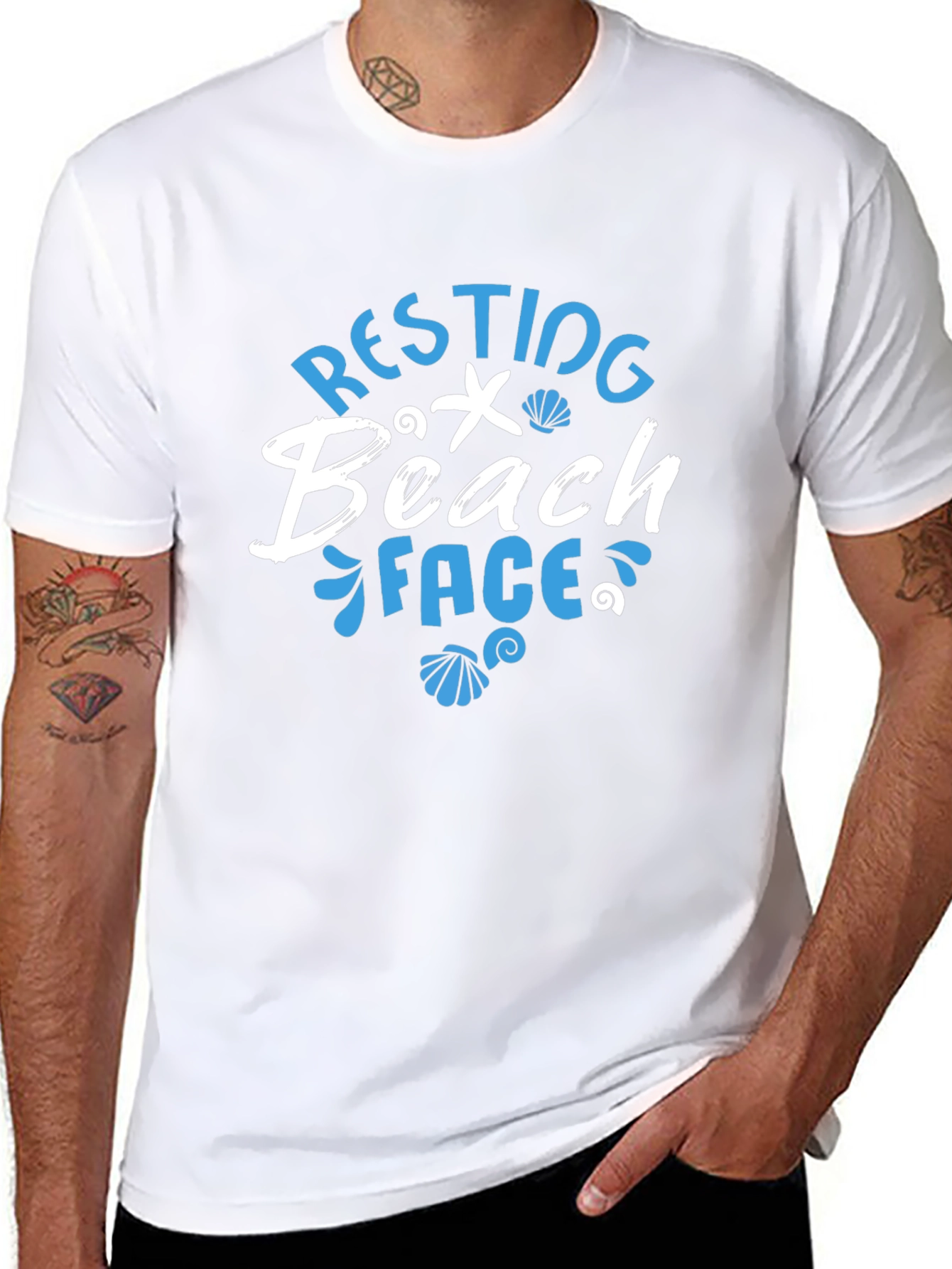 Resting Beach Face T-Shirt - Mens Black Graphic Tee