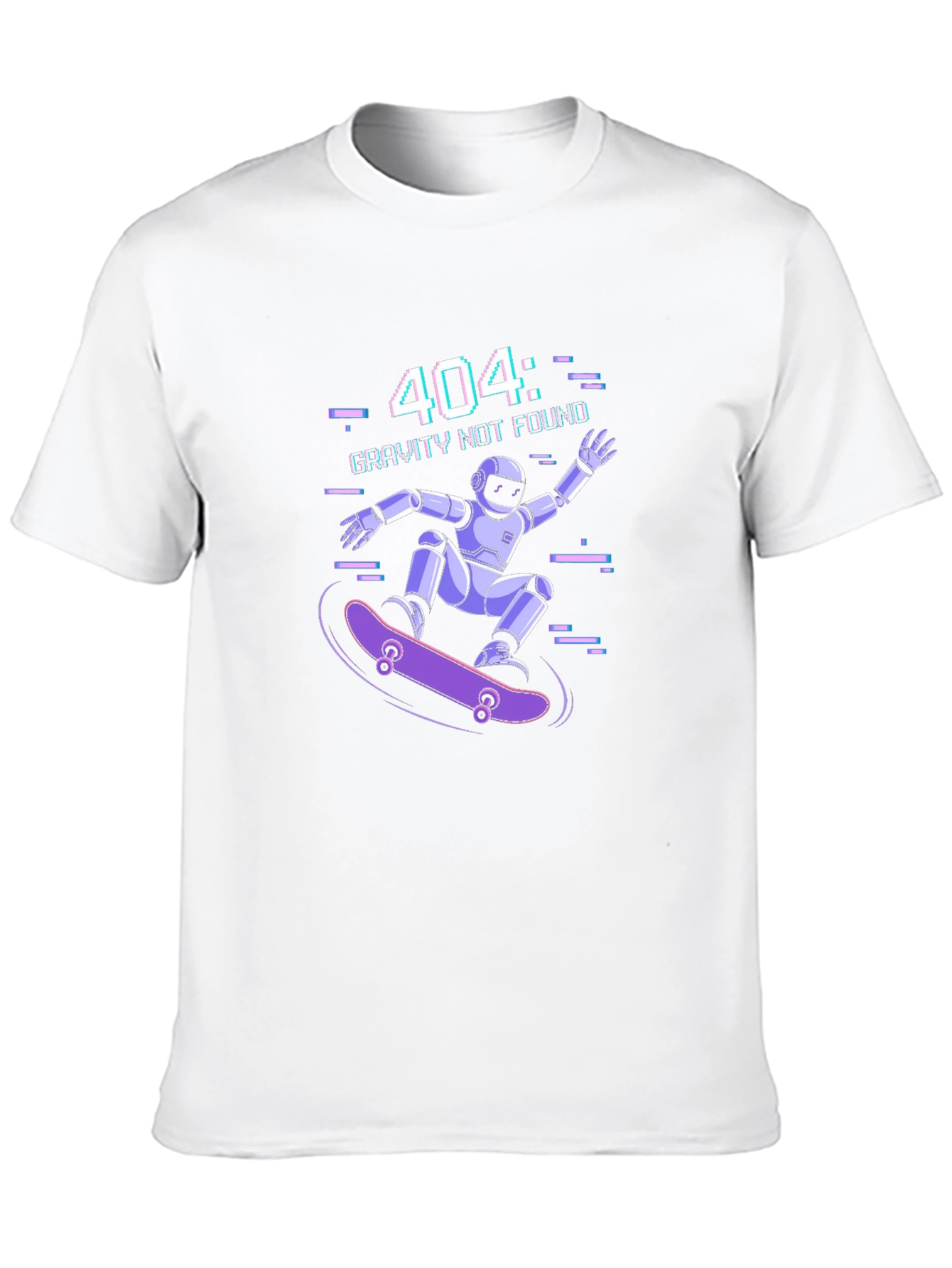 Gravity Not Found Skater Robot Graphic T-Shirt