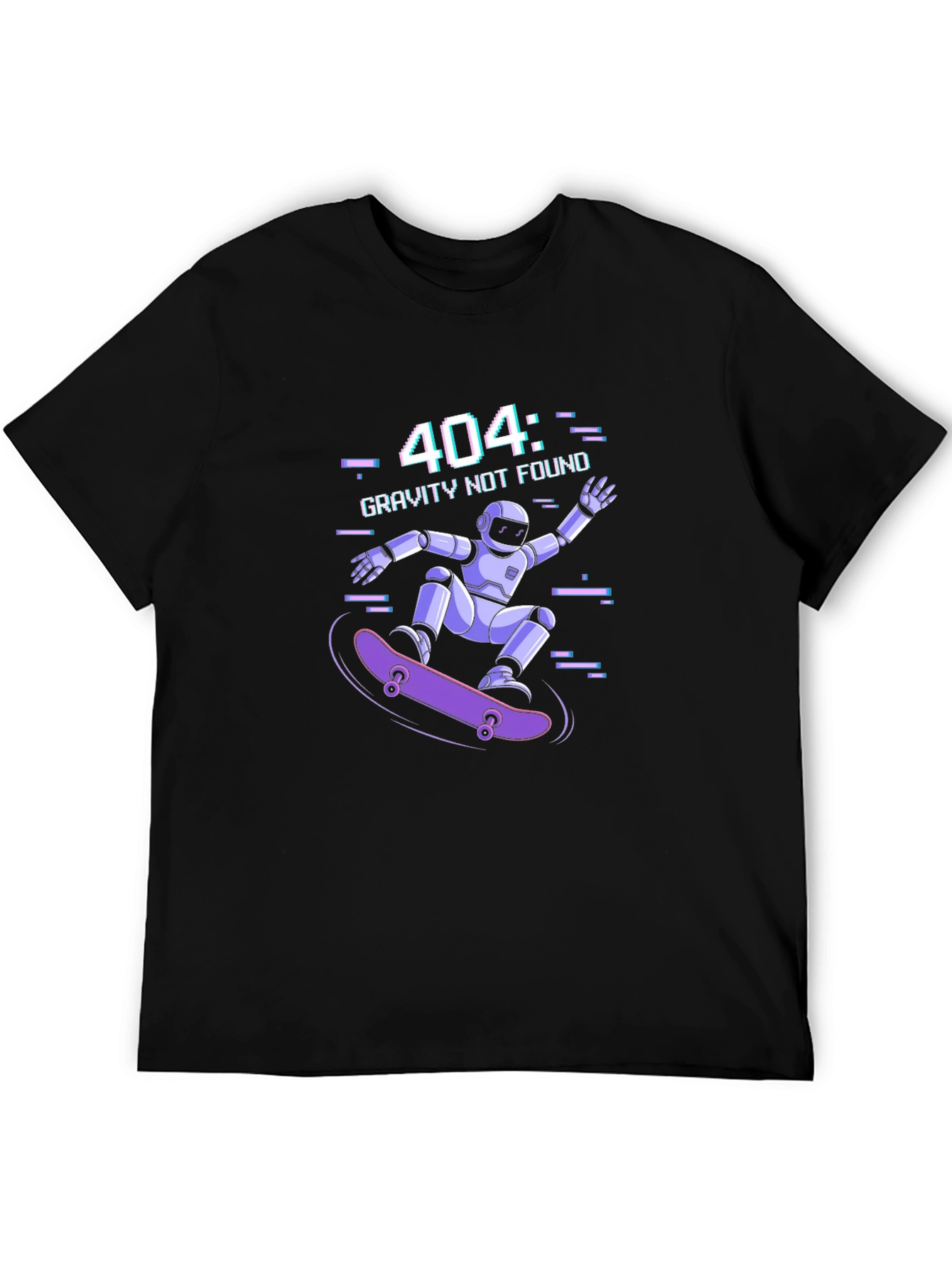 Gravity Not Found Skater Robot Graphic T-Shirt